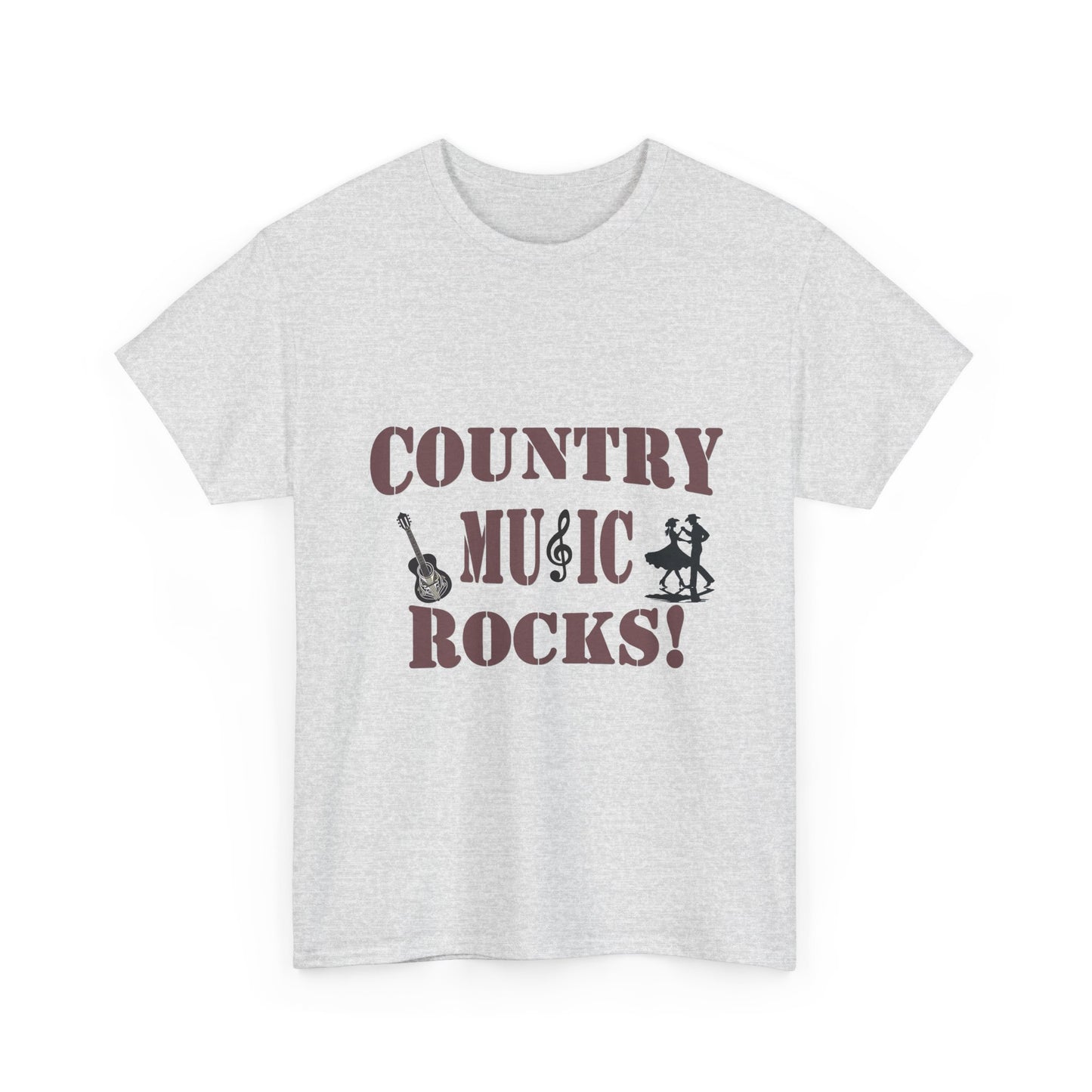 Music Nostalgia Country Music Rocks Unisex Cotton Tee, Artistic Typography Top, Retro Style Graphic Tee