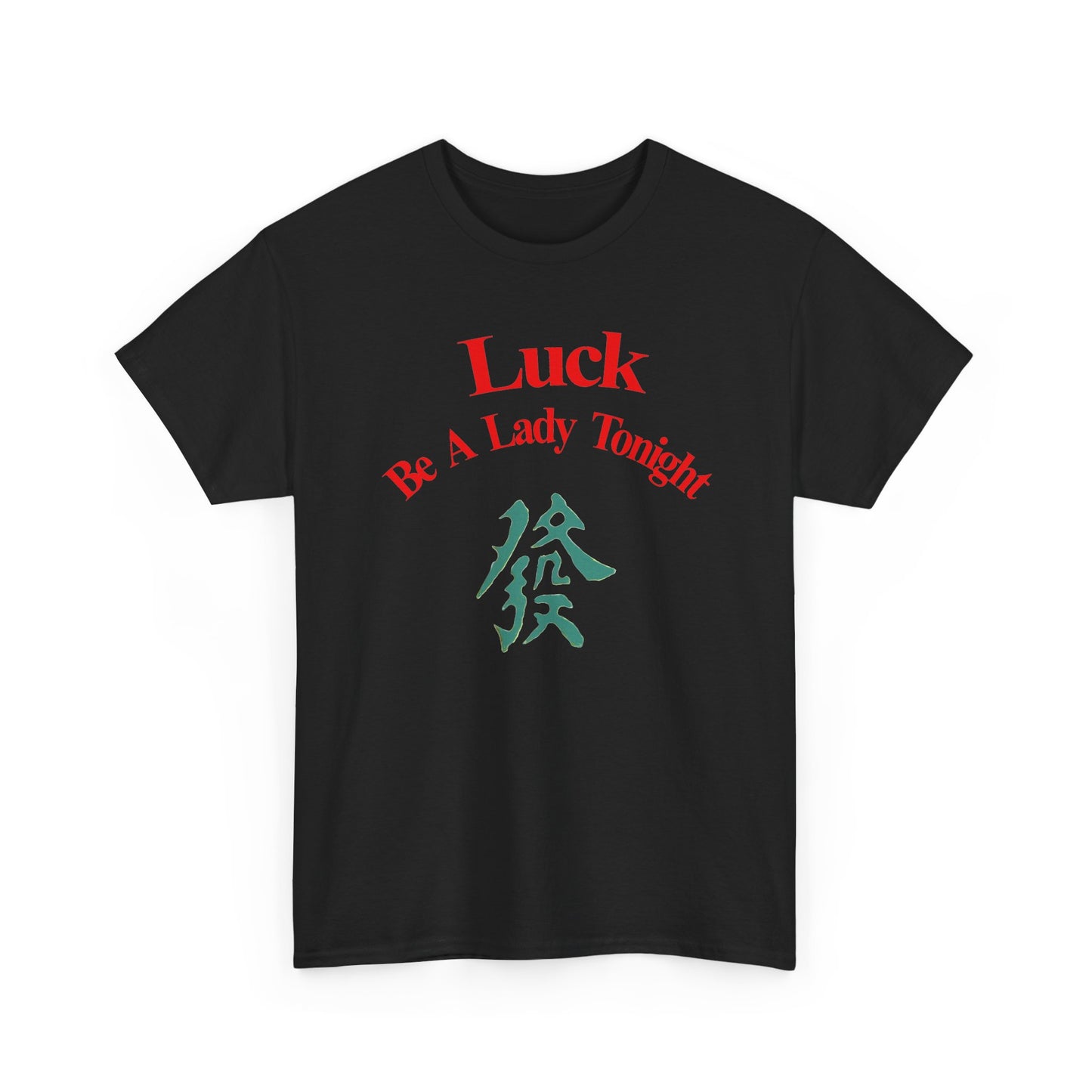 Mahjong Inspired, Luck Be A Lady Tonight Unisex Heavy Cotton Tee, Casual Wear, Green Dragon, Vintage Vibes, Festive T-Shirt, Statement Tee