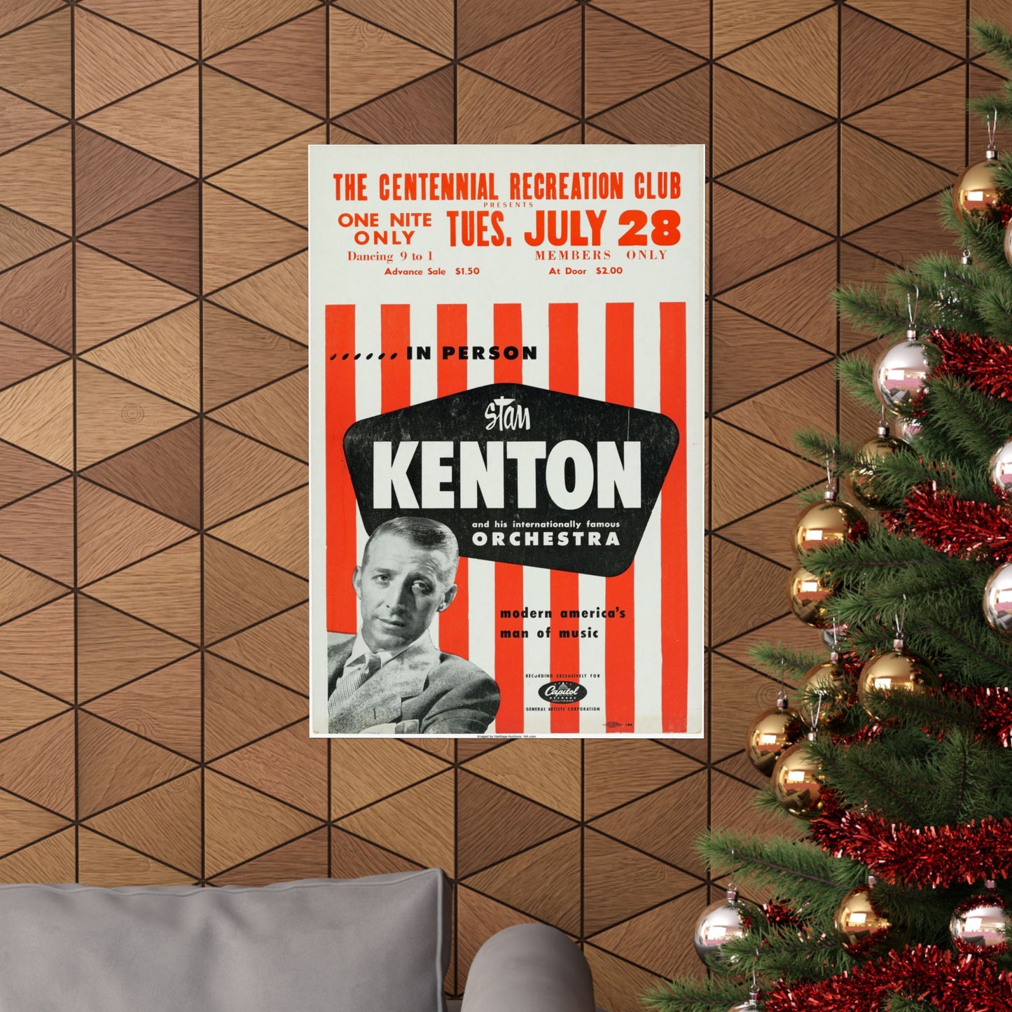 Vintage 1950s Jazz Big Band Mid-Century Modern Art Print, Stan Kenton Orchestra Tribute Poster