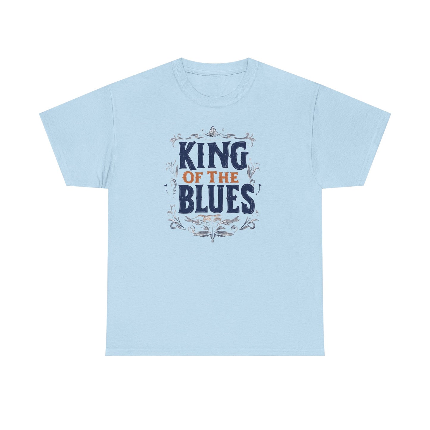 Music Nostalgia King Of The Blues Unisex Cotton Tee, Colorful Retro Style Top, Artistic Typographic Design Shirt