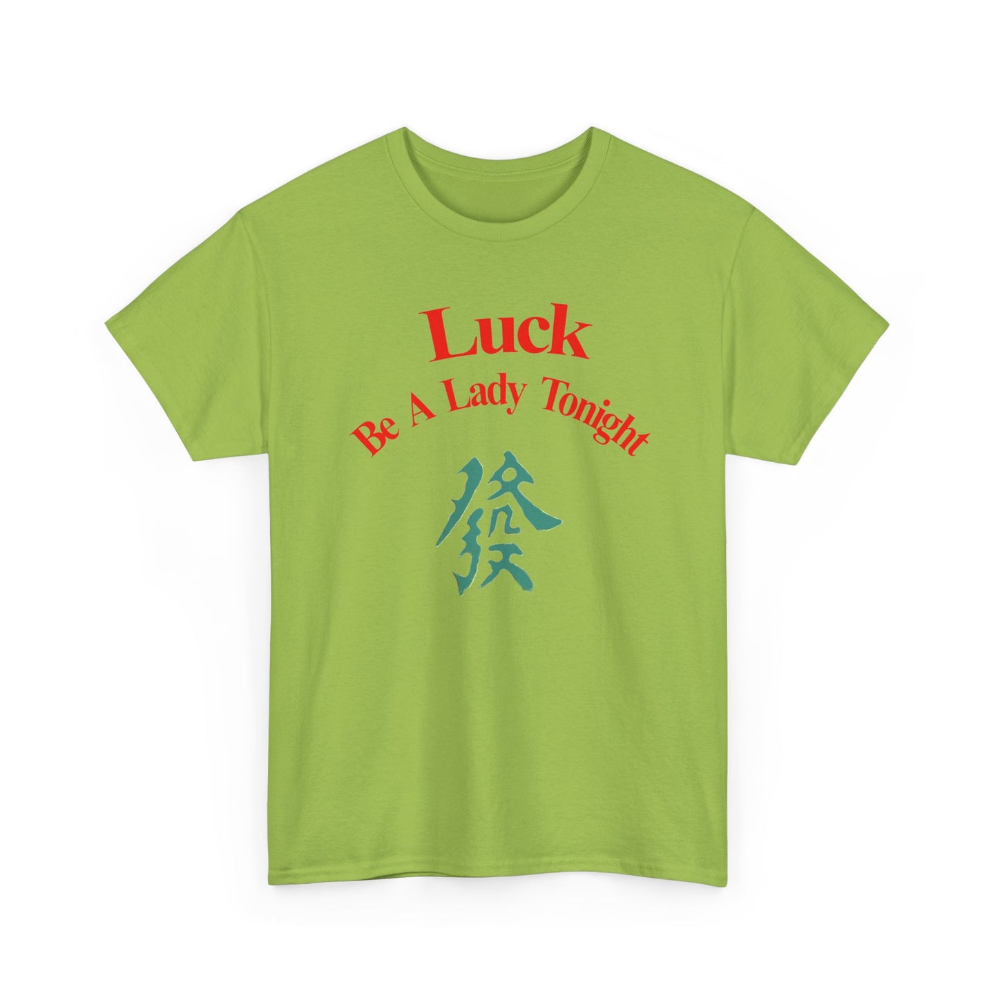 Mahjong Inspired, Luck Be A Lady Tonight Unisex Heavy Cotton Tee, Casual Wear, Green Dragon, Vintage Vibes, Festive T-Shirt, Statement Tee