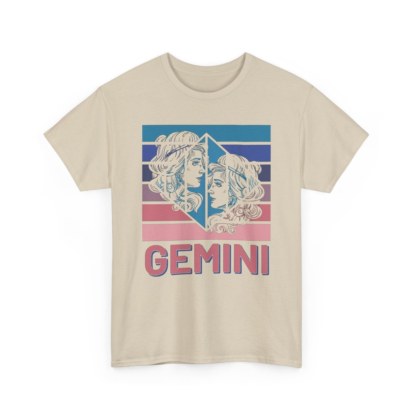 Gemini Zodiac Tee, Unisex Heavy Cotton Shirt for Astrology Lovers, Birthday Gift, Vintage Design, Retro Horoscope Style, Star Sign Apparel