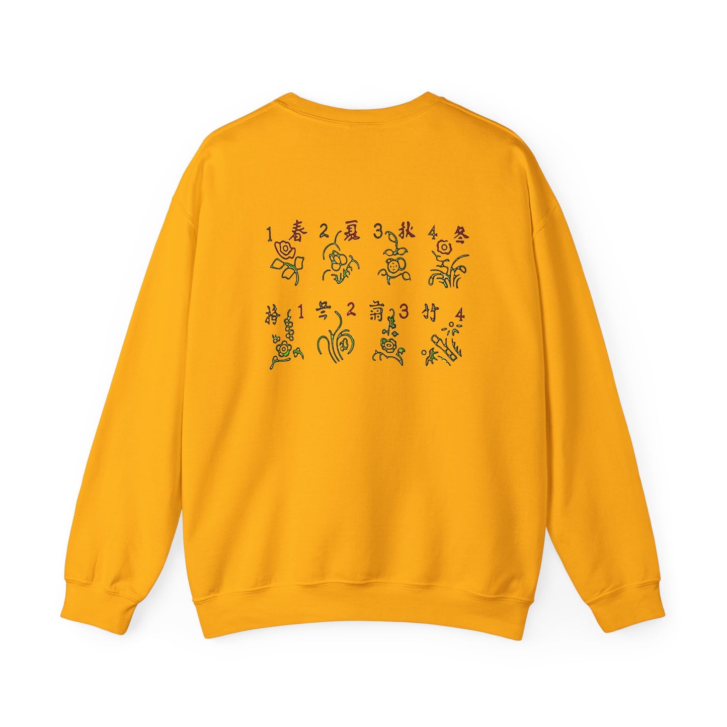 Mahjong Inspired Sweatshirt, Asian Tile Game Apparel, 3 Dragons Design, 4 Seasons Flowers Shirt, Gift for Gamers, Unisex Jumper,