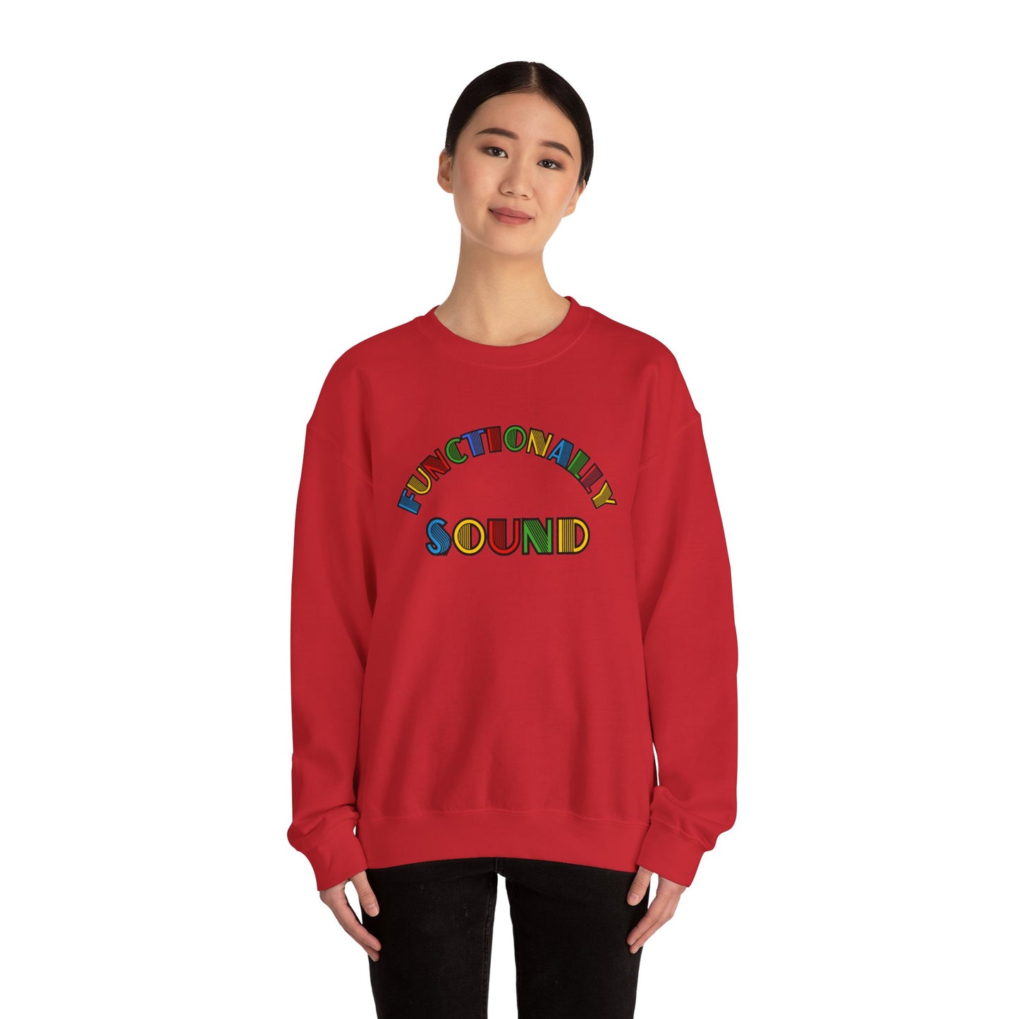 Colorful Typography, 'Functionality Sound' Sweatshirt, Cozy Crewneck, Unisex Gift, Music Lover Apparel, Casual Wear, Birthday Present
