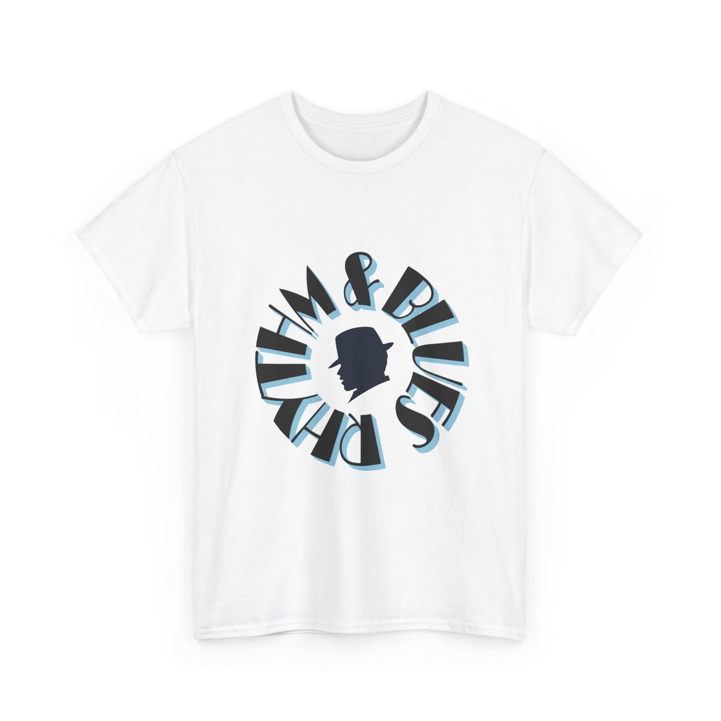 Music Nostalgia Rhythm and Blues Unisex Cotton Tee, Broadway Style Font in Artistic Typography Design Shirt
