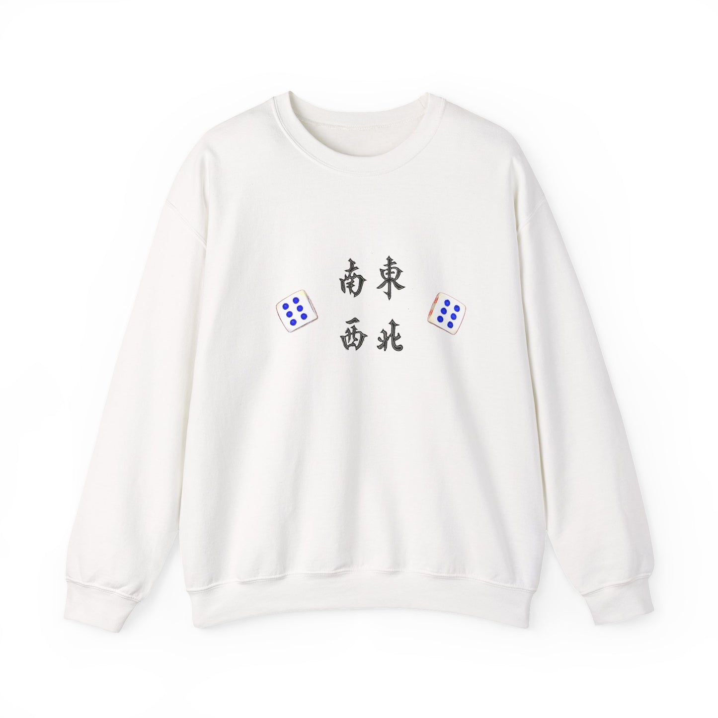 Gambler's Metaphor Mahjong Tiles Unisex Sweatshirt, Dragon Winds Dice Design, Mahjong Enthusiast Gift, Cozy Jumper, Gamer Apparel