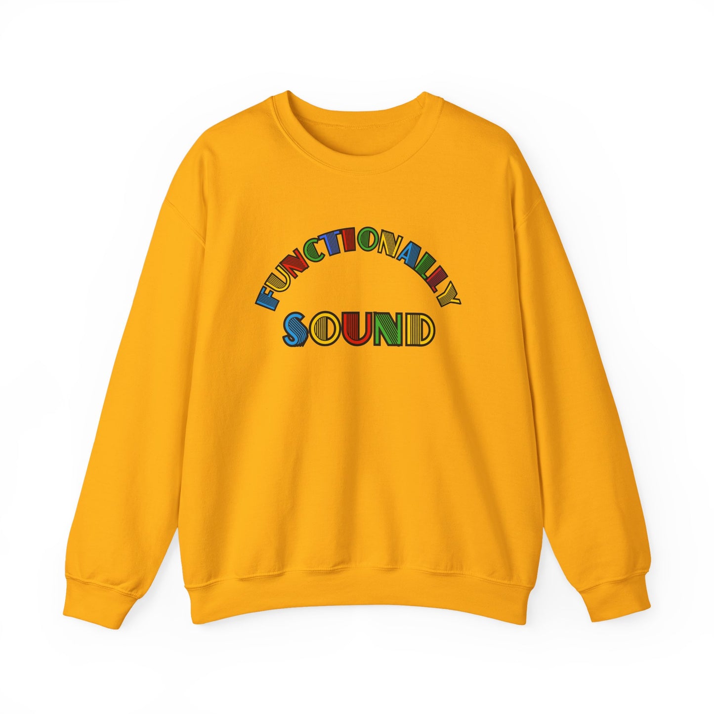 Colorful Typography, 'Functionality Sound' Sweatshirt, Cozy Crewneck, Unisex Gift, Music Lover Apparel, Casual Wear, Birthday Present
