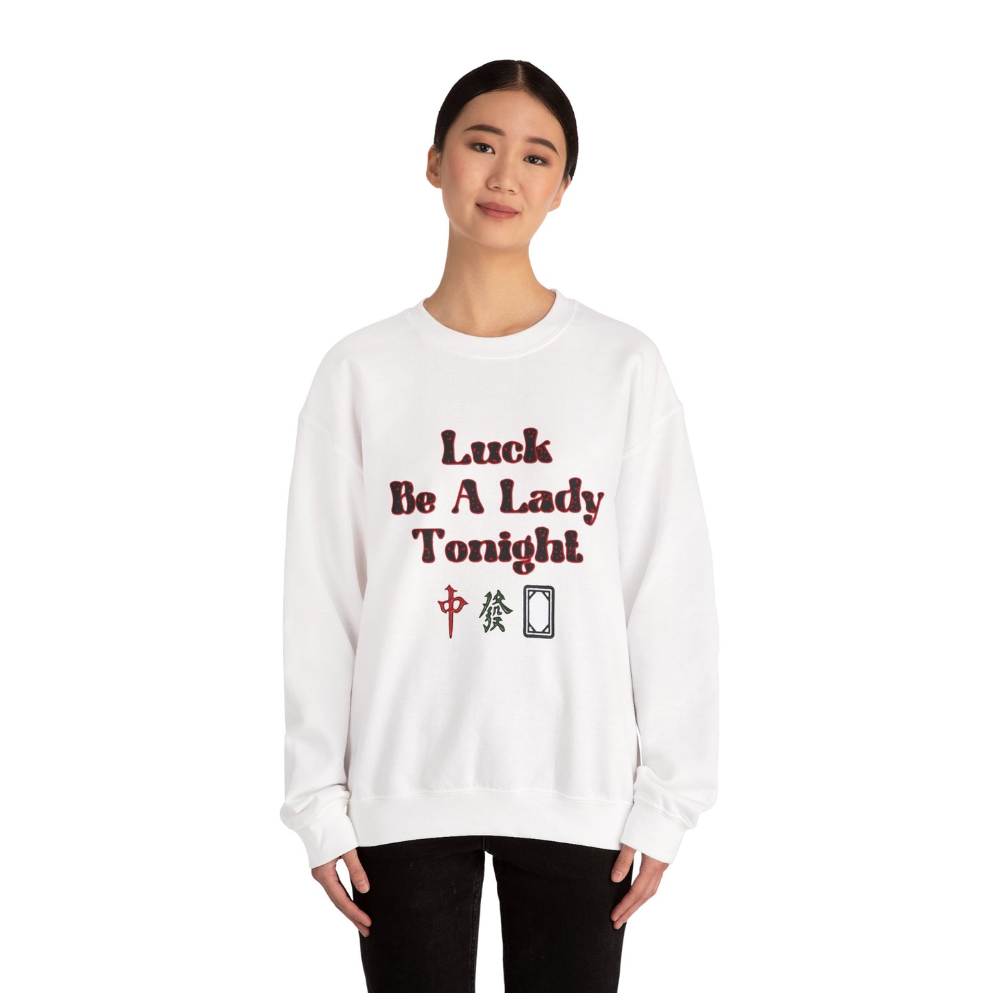 Boho Mahjong Inspired Unisex Sweatshirt, Gambler Metaphor Crewneck Jumper, Luck Be a Lady Pullover, Gift for Gamers, Vintage Style Sweater