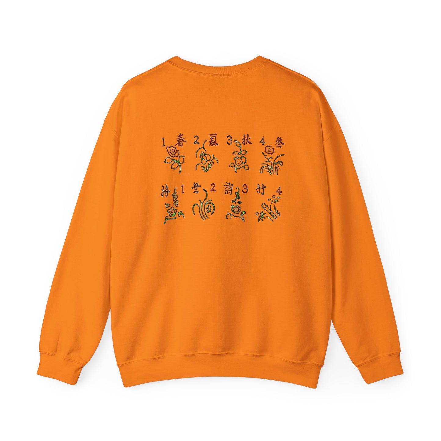 Mahjong Inspired Sweatshirt, Asian Tile Game Apparel, 3 Dragons Design, 4 Seasons Flowers Shirt, Gift for Gamers, Unisex Jumper,
