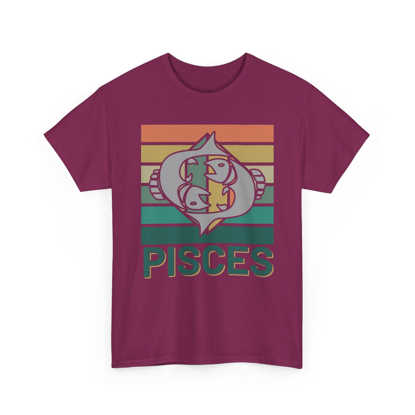 Pisces Tee, Retro Vintage Unisex T-shirt, Astrology Sign Shirt, Zodiac Design Top, Heavy Cotton Clothing, Horoscope Gift