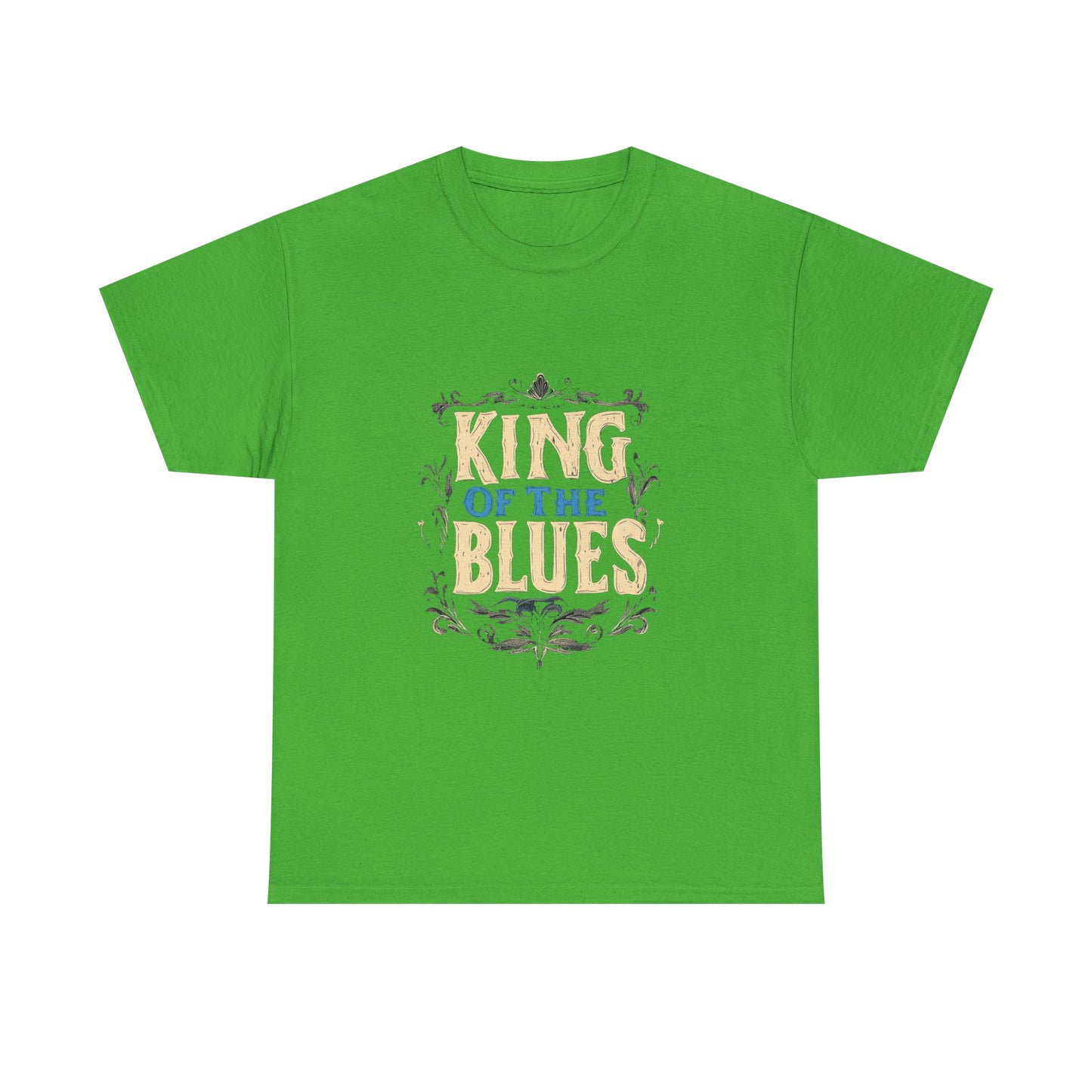 Music Nostalgia King Of The Blues Unisex Cotton Tee, Colorful Retro Style Top, Artistic Typographic Design Shirt
