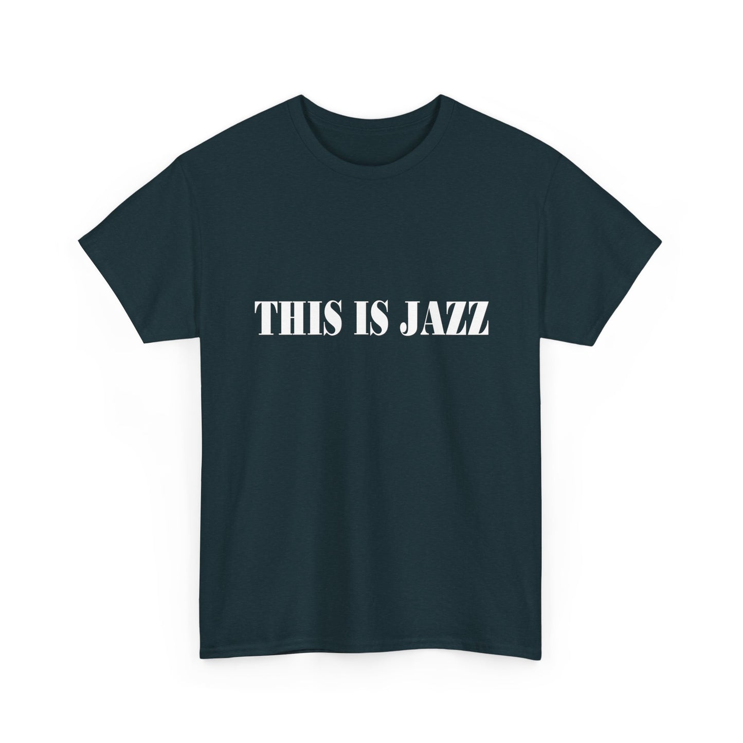 Music Nostalgia THIS IS JAZZ Unisex Cotton Shirt, Colorful Boho and Hippie Style Top, Artistic Typographic Design Shirt