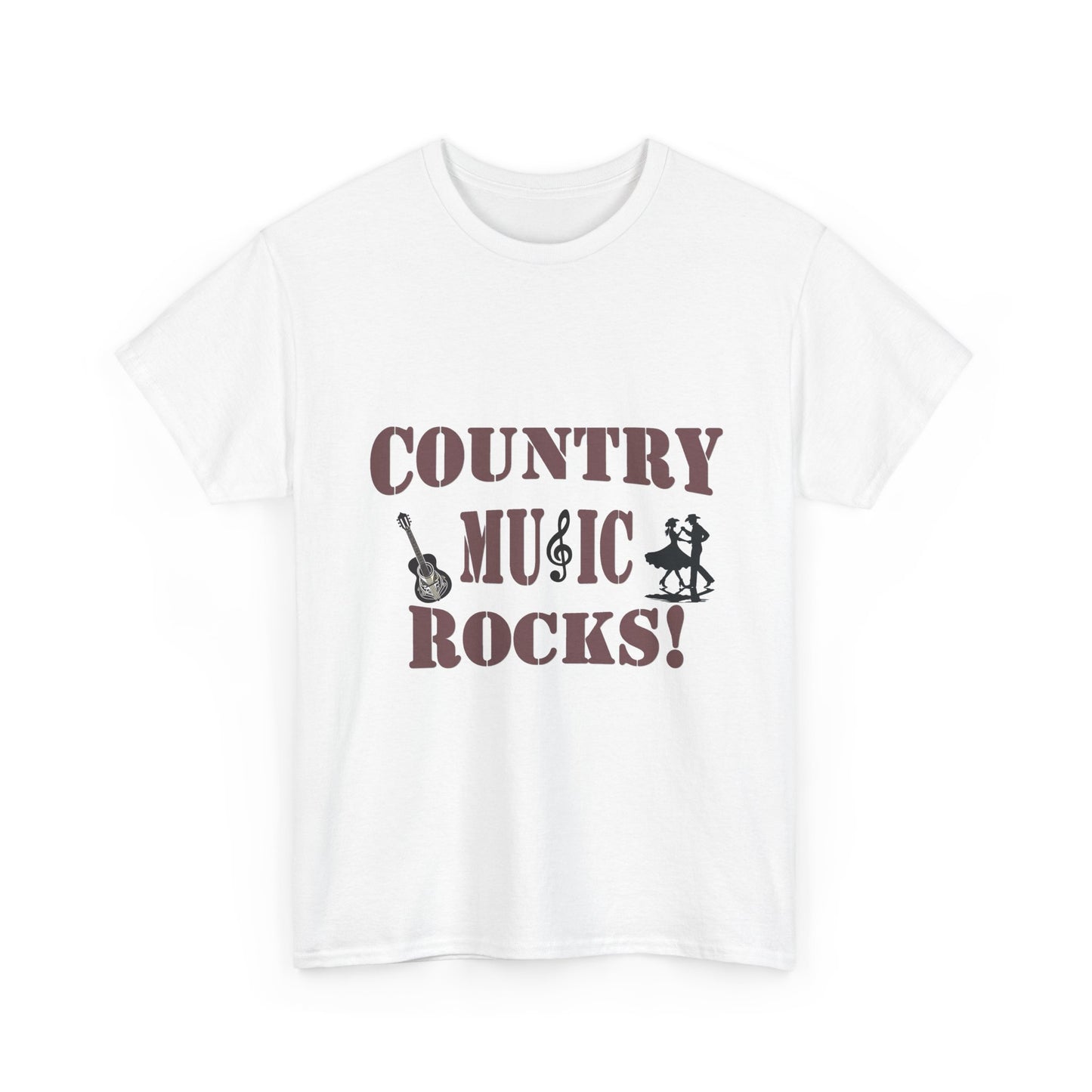 Music Nostalgia Country Music Rocks Unisex Cotton Tee, Artistic Typography Top, Retro Style Graphic Tee
