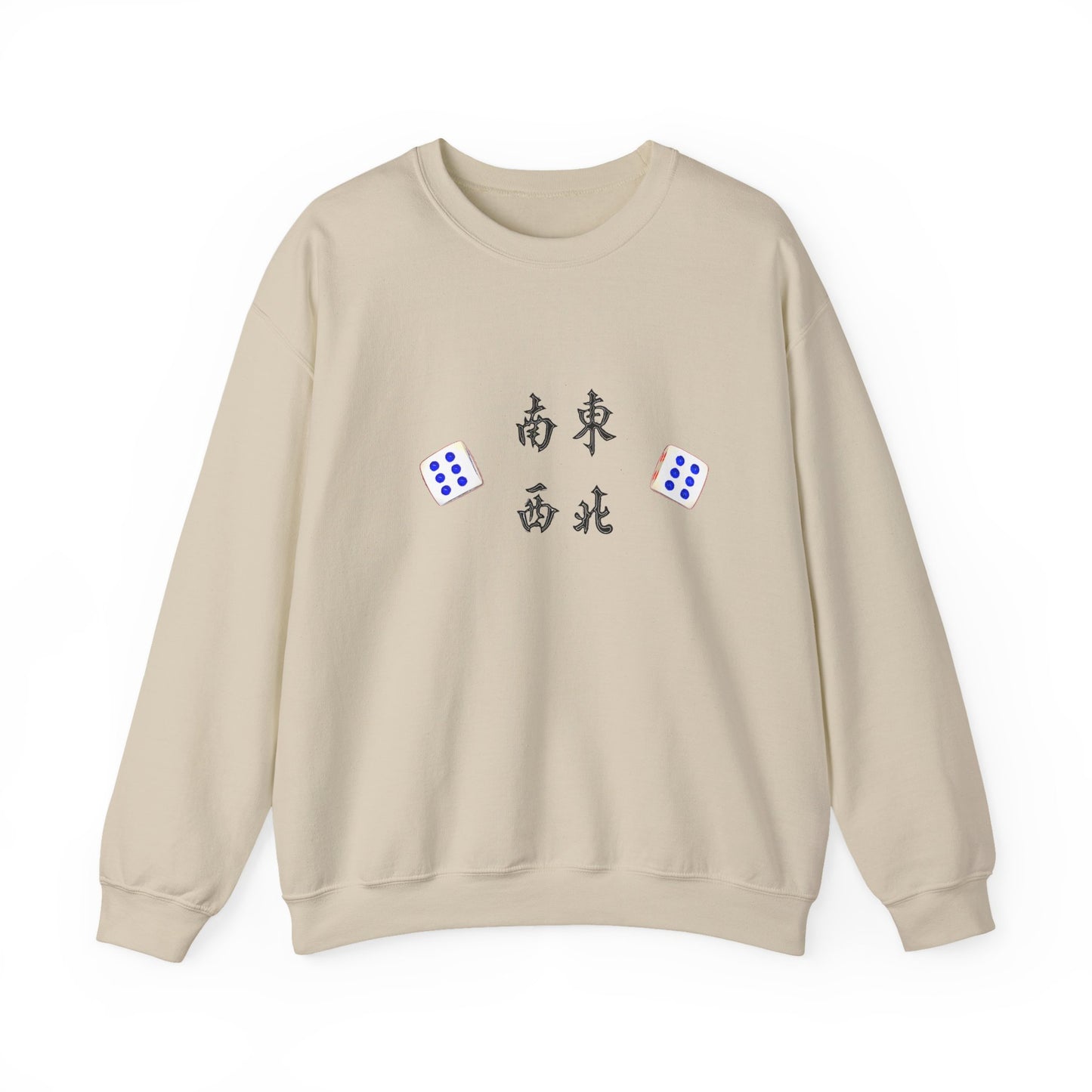 Gambler's Metaphor Mahjong Tiles Unisex Sweatshirt, Dragon Winds Dice Design, Mahjong Enthusiast Gift, Cozy Jumper, Gamer Apparel