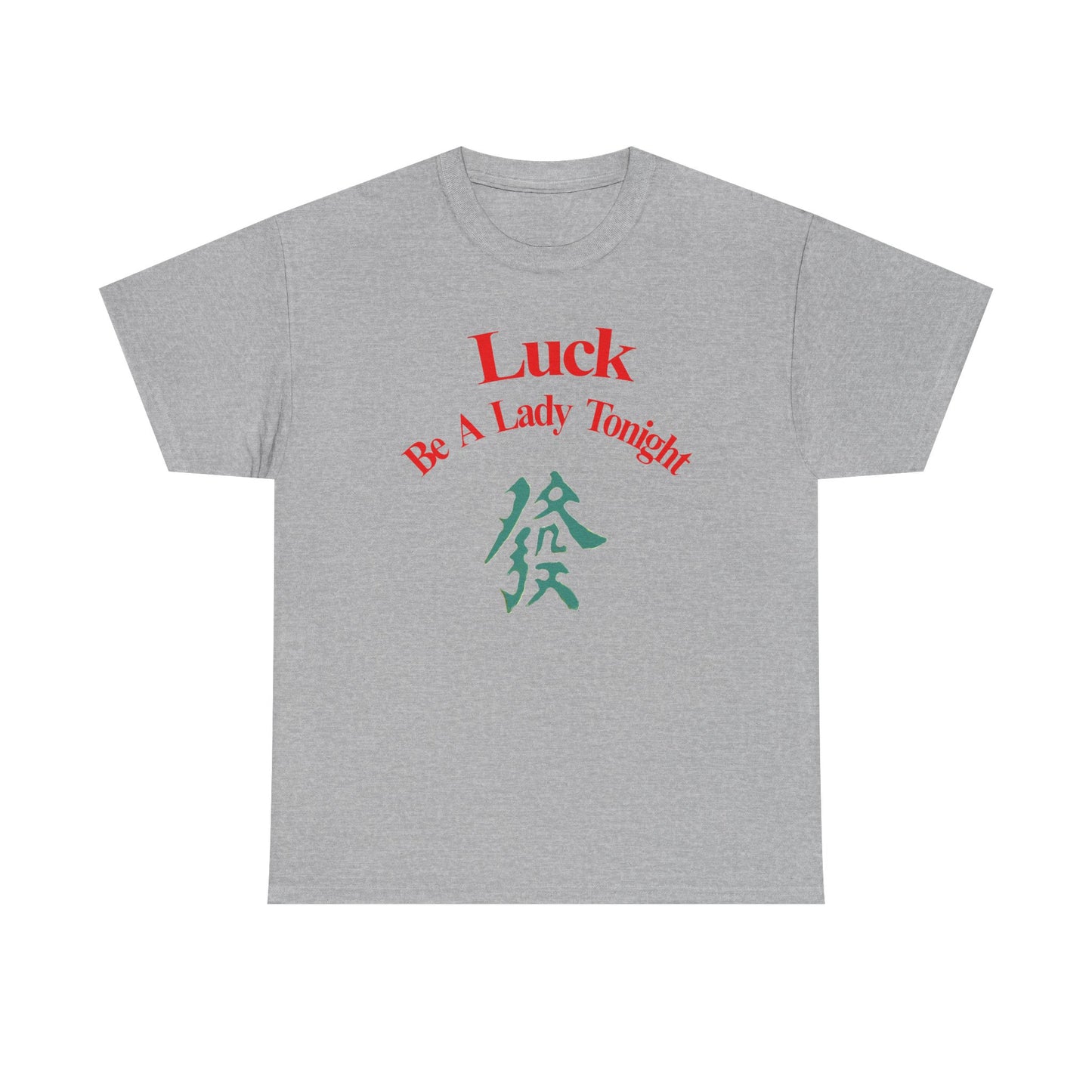 Mahjong Inspired, Luck Be A Lady Tonight Unisex Heavy Cotton Tee, Casual Wear, Green Dragon, Vintage Vibes, Festive T-Shirt, Statement Tee