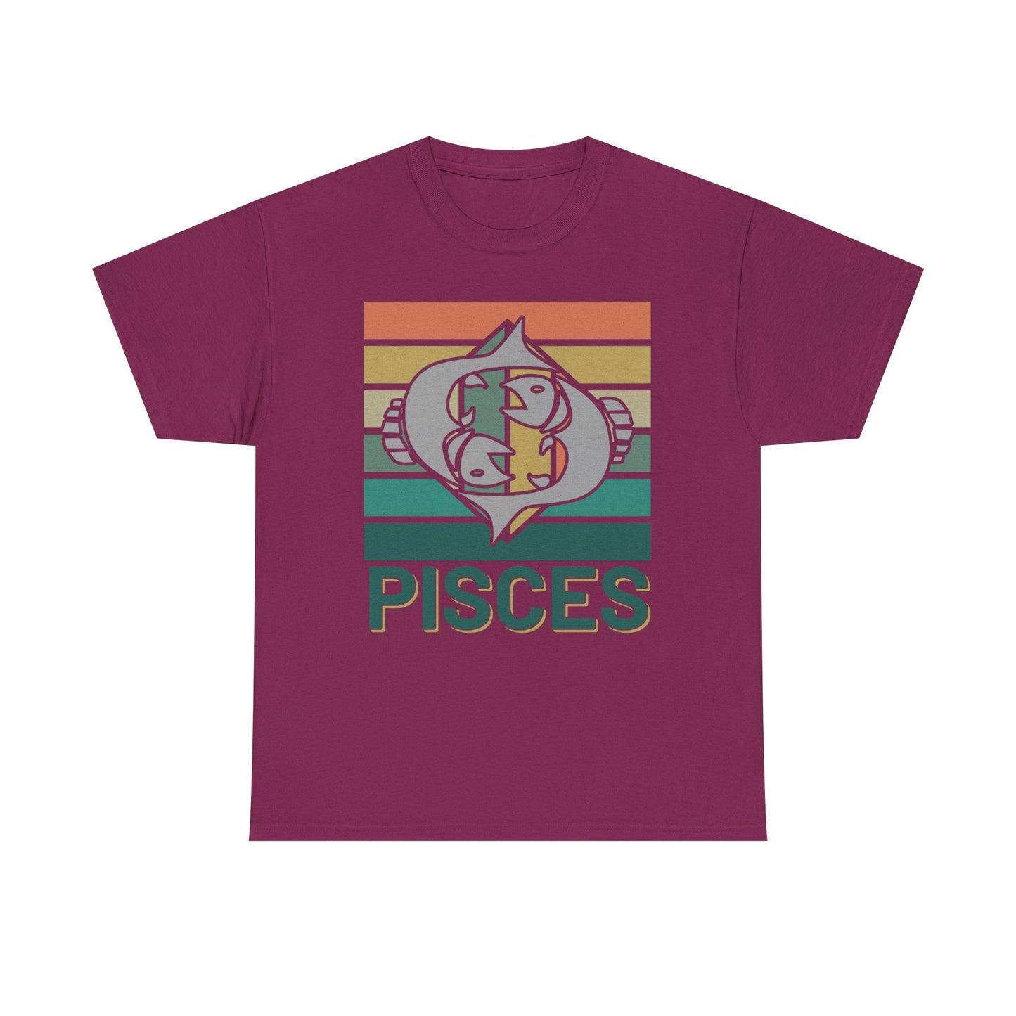 Pisces Tee, Retro Vintage Unisex T-shirt, Astrology Sign Shirt, Zodiac Design Top, Heavy Cotton Clothing, Horoscope Gift