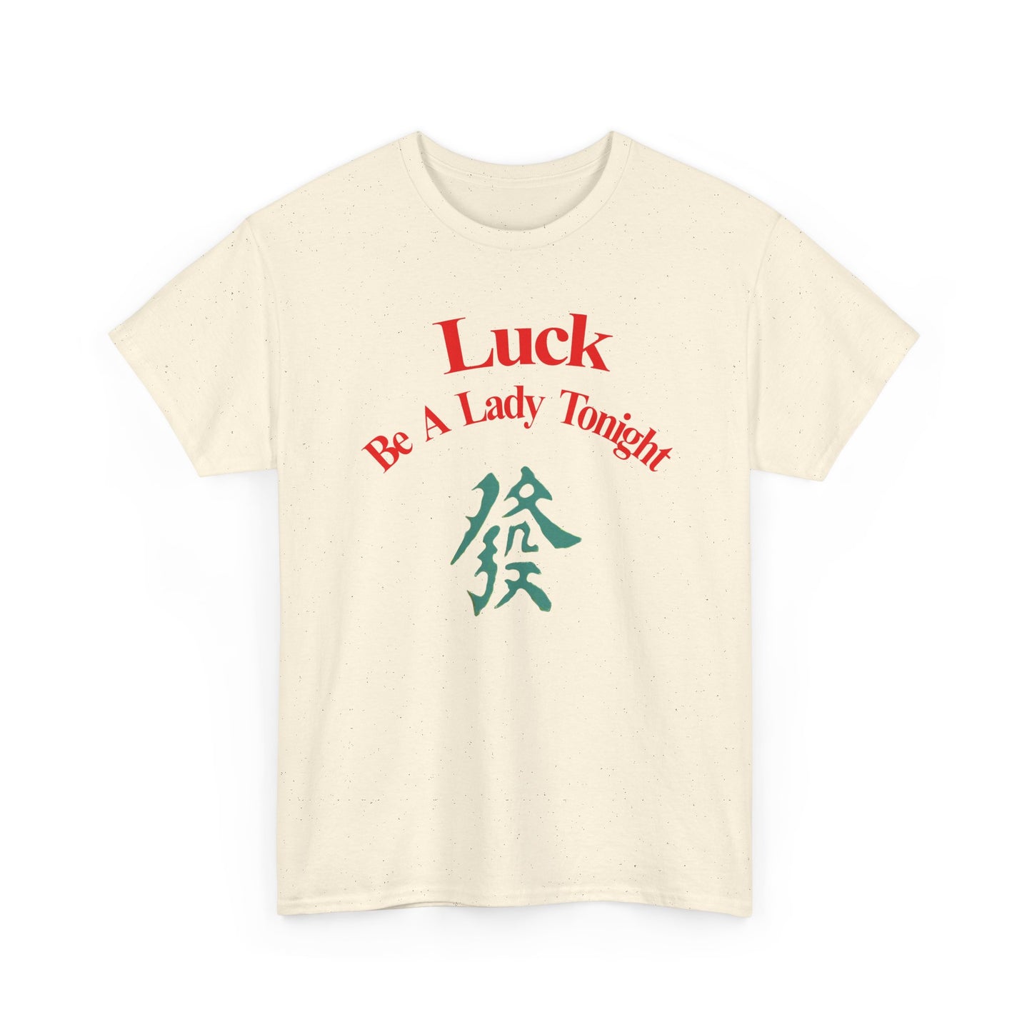Mahjong Inspired, Luck Be A Lady Tonight Unisex Heavy Cotton Tee, Casual Wear, Green Dragon, Vintage Vibes, Festive T-Shirt, Statement Tee