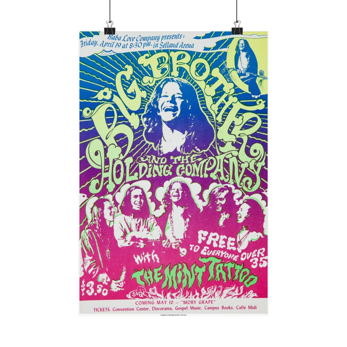 Authentic Concert Posters, Vintage 1968 Janis Joplin Fresno CA Concert Wall Art, Psychedelic, Collectors' Item
