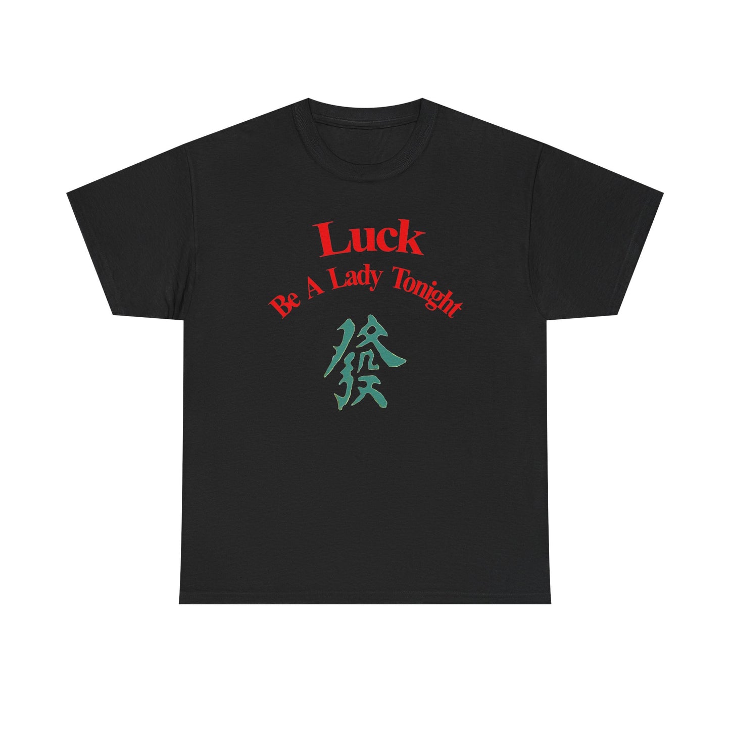 Mahjong Inspired, Luck Be A Lady Tonight Unisex Heavy Cotton Tee, Casual Wear, Green Dragon, Vintage Vibes, Festive T-Shirt, Statement Tee
