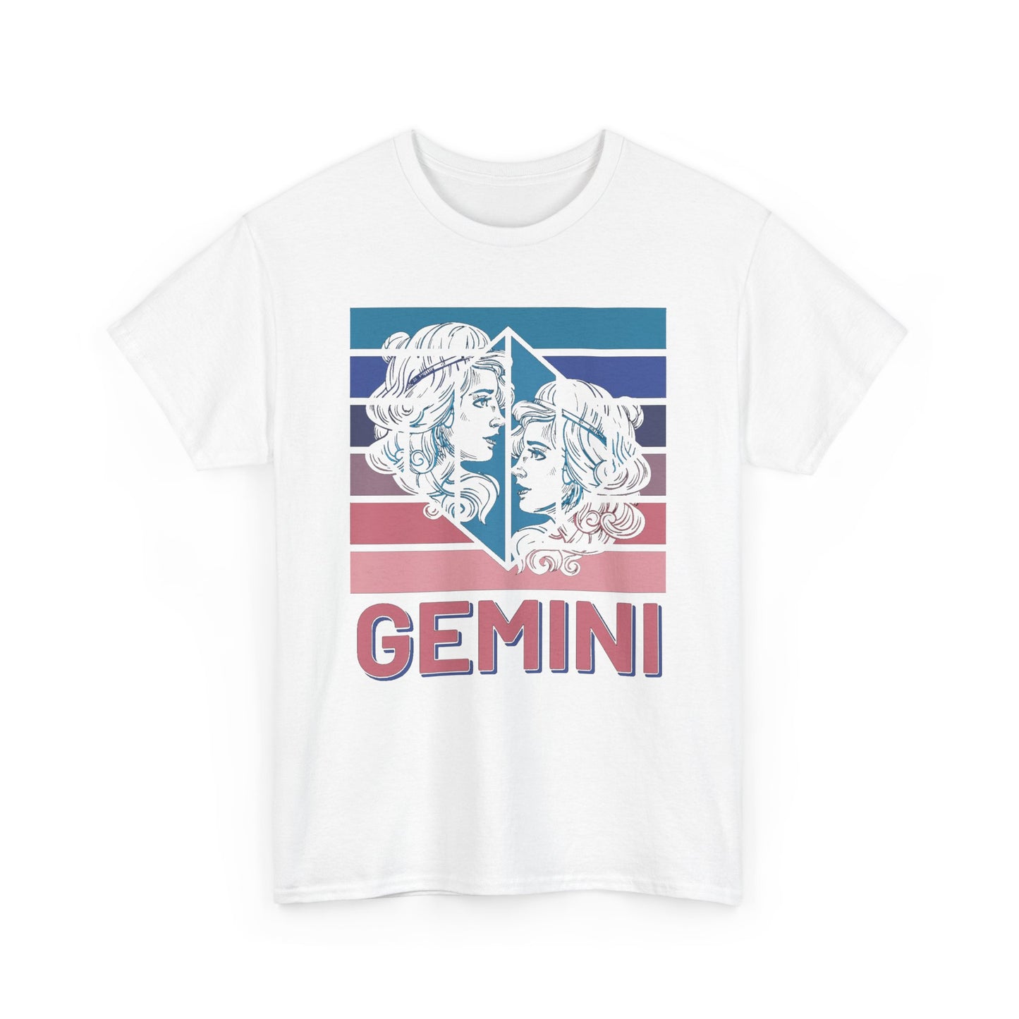 Gemini Zodiac Tee, Unisex Heavy Cotton Shirt for Astrology Lovers, Birthday Gift, Vintage Design, Retro Horoscope Style, Star Sign Apparel