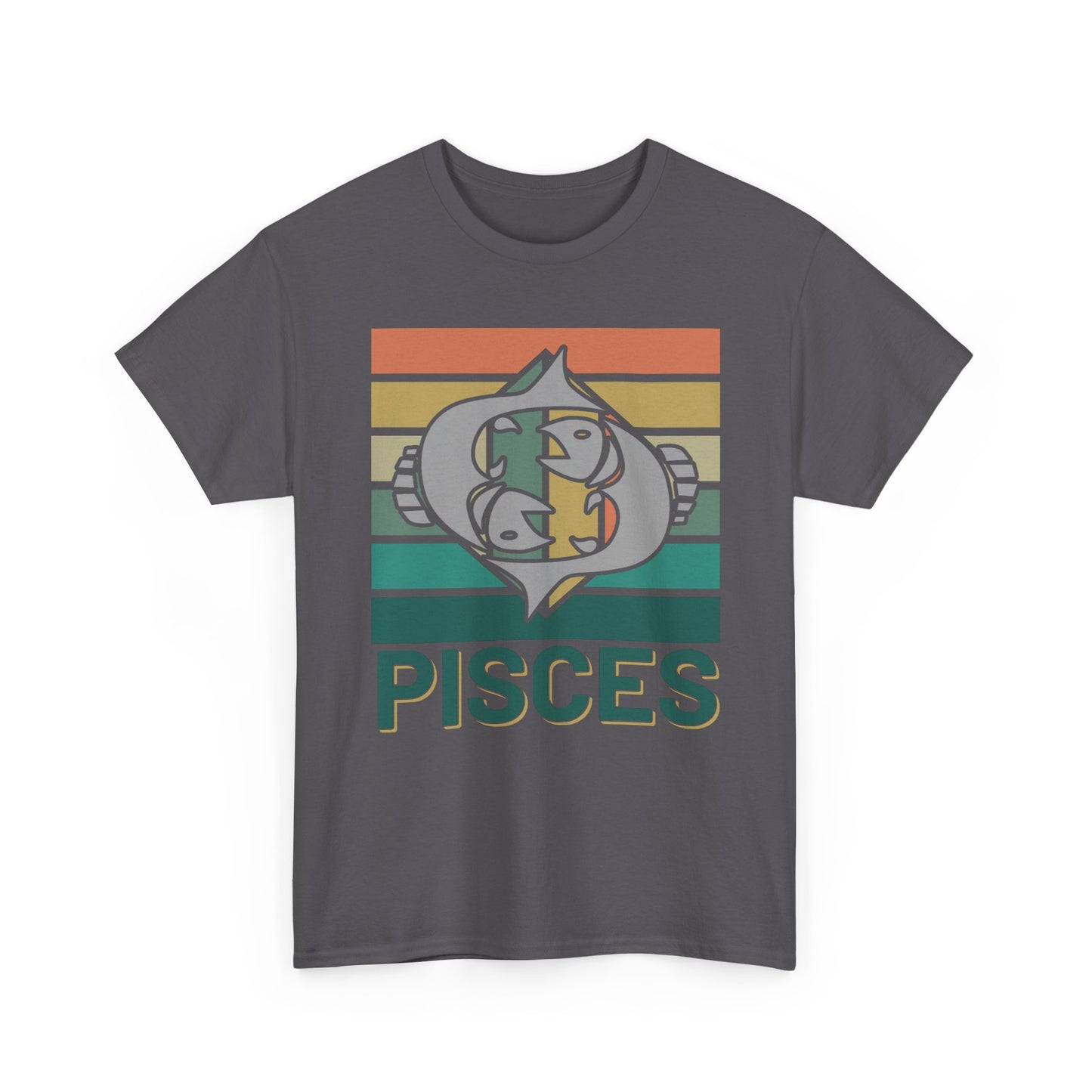 Pisces Tee, Retro Vintage Unisex T-shirt, Astrology Sign Shirt, Zodiac Design Top, Heavy Cotton Clothing, Horoscope Gift