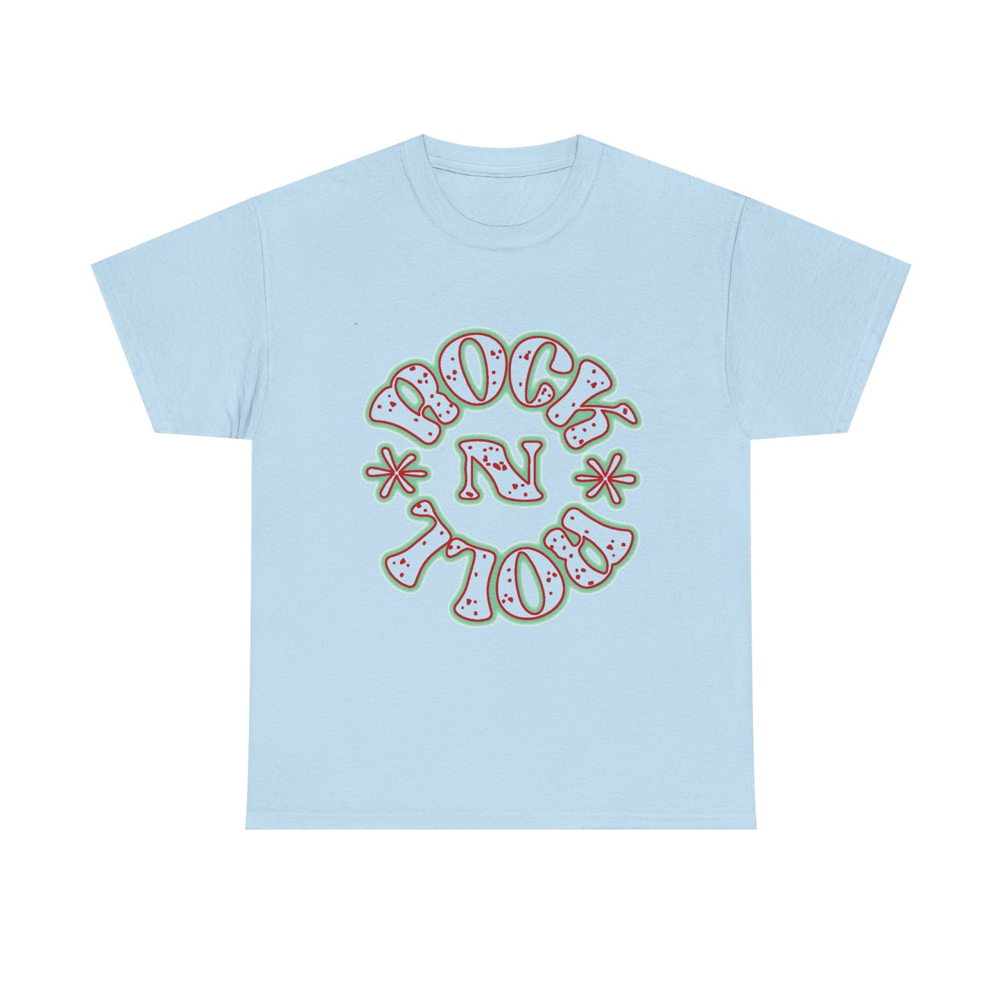 Music Nostalgia Rock N Roll Unisex Cotton Tee, Colorful Boho and Hippie Style Top, Artistic Typographic Design