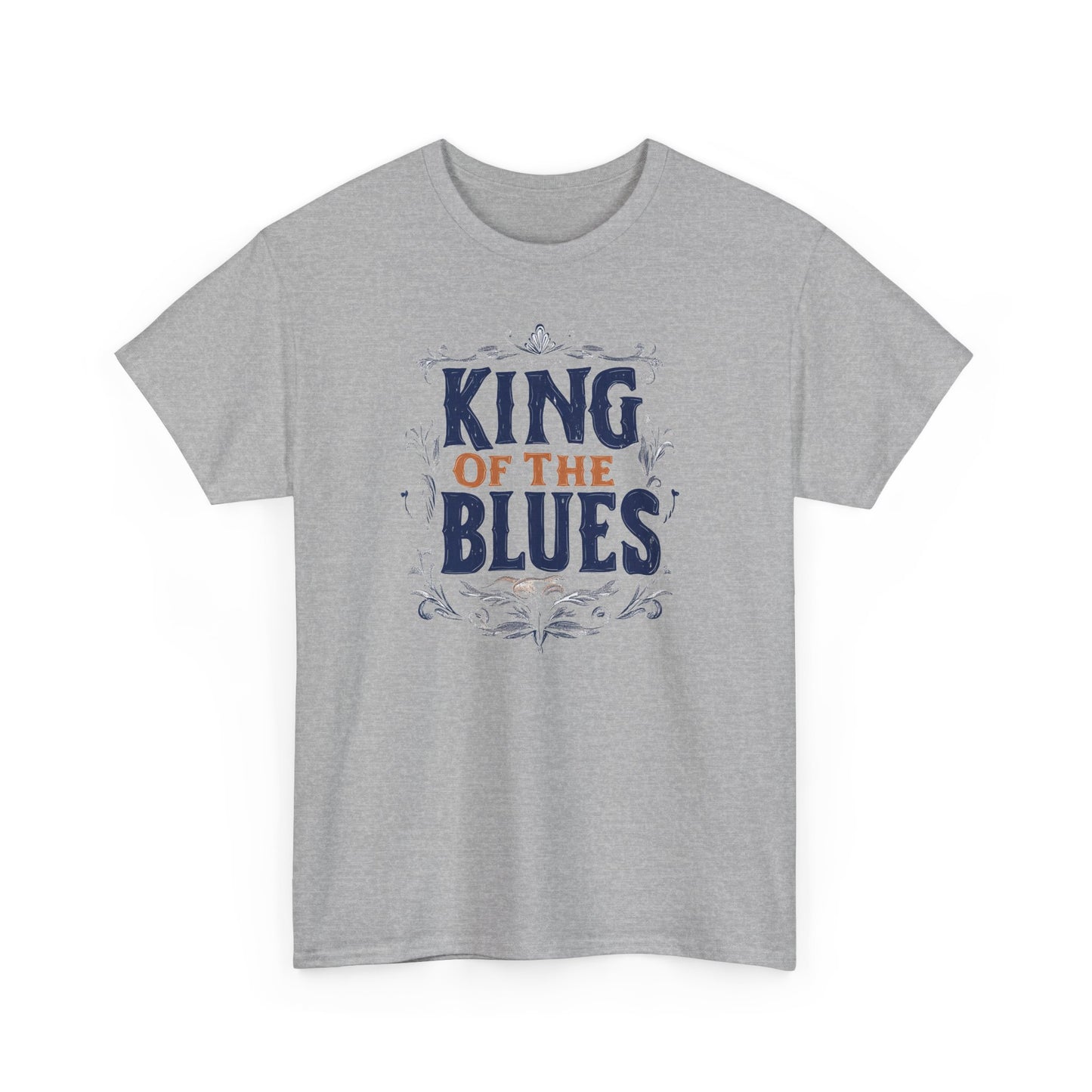 Music Nostalgia King Of The Blues Unisex Cotton Tee, Colorful Retro Style Top, Artistic Typographic Design Shirt