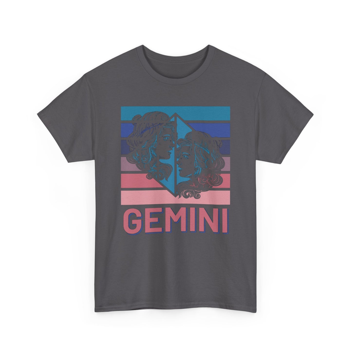 Gemini Zodiac Tee, Unisex Heavy Cotton Shirt for Astrology Lovers, Birthday Gift, Vintage Design, Retro Horoscope Style, Star Sign Apparel