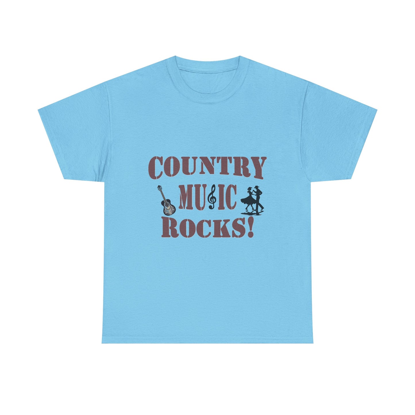 Music Nostalgia Country Music Rocks Unisex Cotton Tee, Artistic Typography Top, Retro Style Graphic Tee