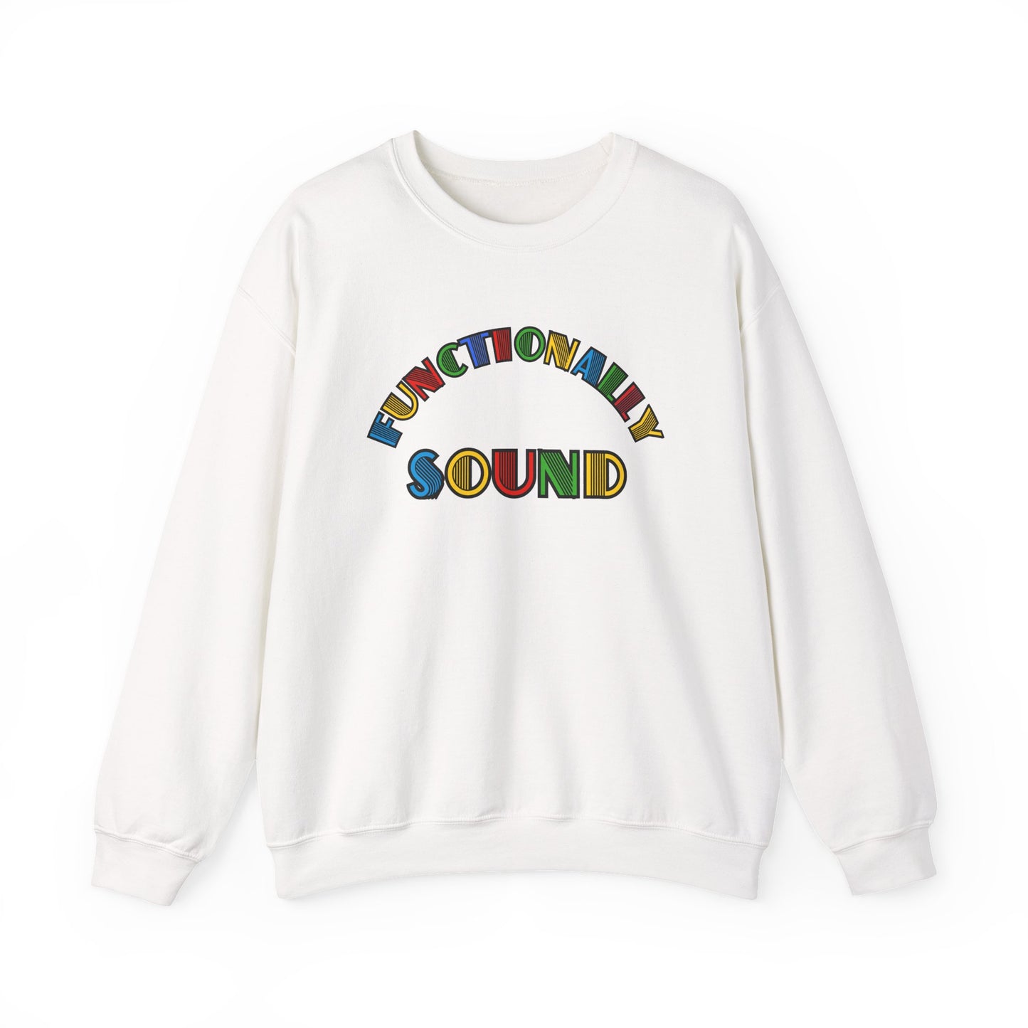 Colorful Typography, 'Functionality Sound' Sweatshirt, Cozy Crewneck, Unisex Gift, Music Lover Apparel, Casual Wear, Birthday Present