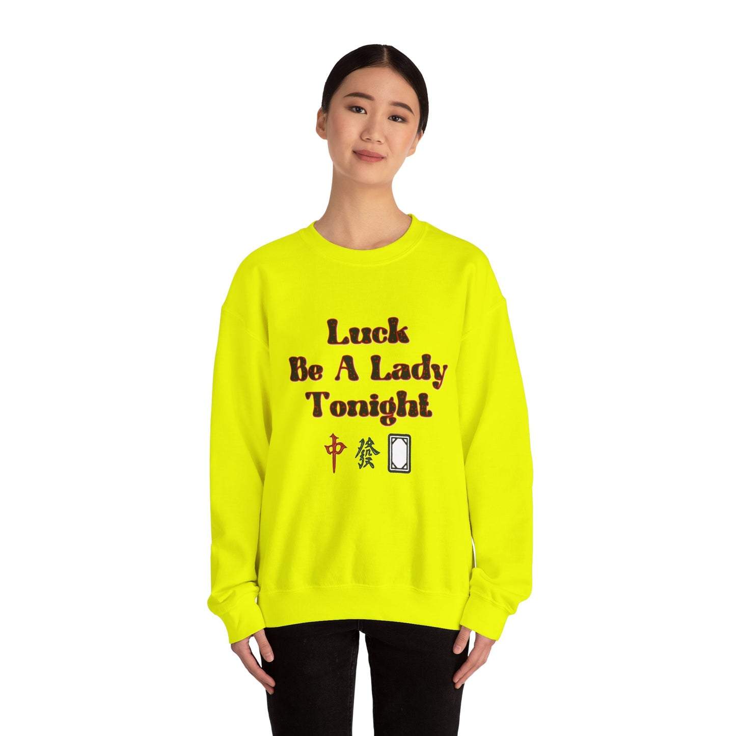 Boho Mahjong Inspired Unisex Sweatshirt, Gambler Metaphor Crewneck Jumper, Luck Be a Lady Pullover, Gift for Gamers, Vintage Style Sweater