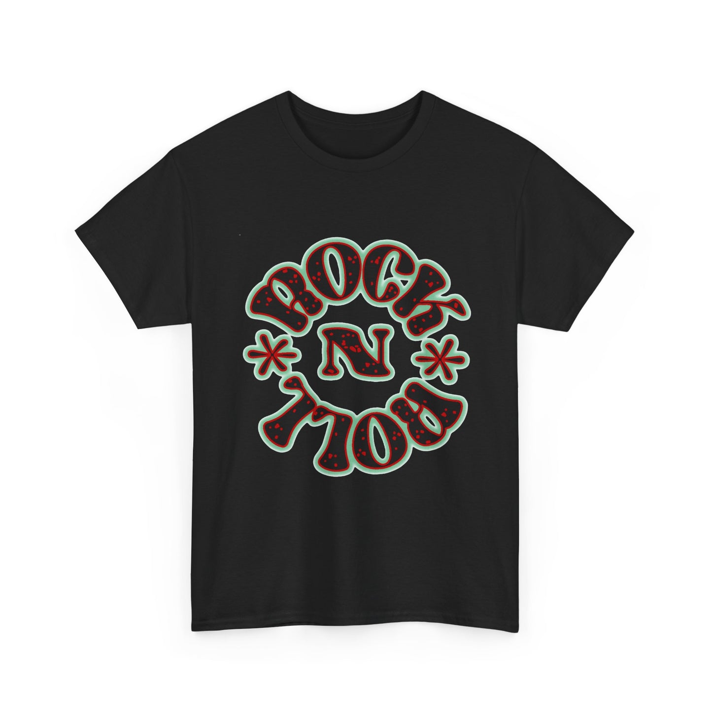 Music Nostalgia Rock N Roll Unisex Cotton Tee, Colorful Boho and Hippie Style Top, Artistic Typographic Design