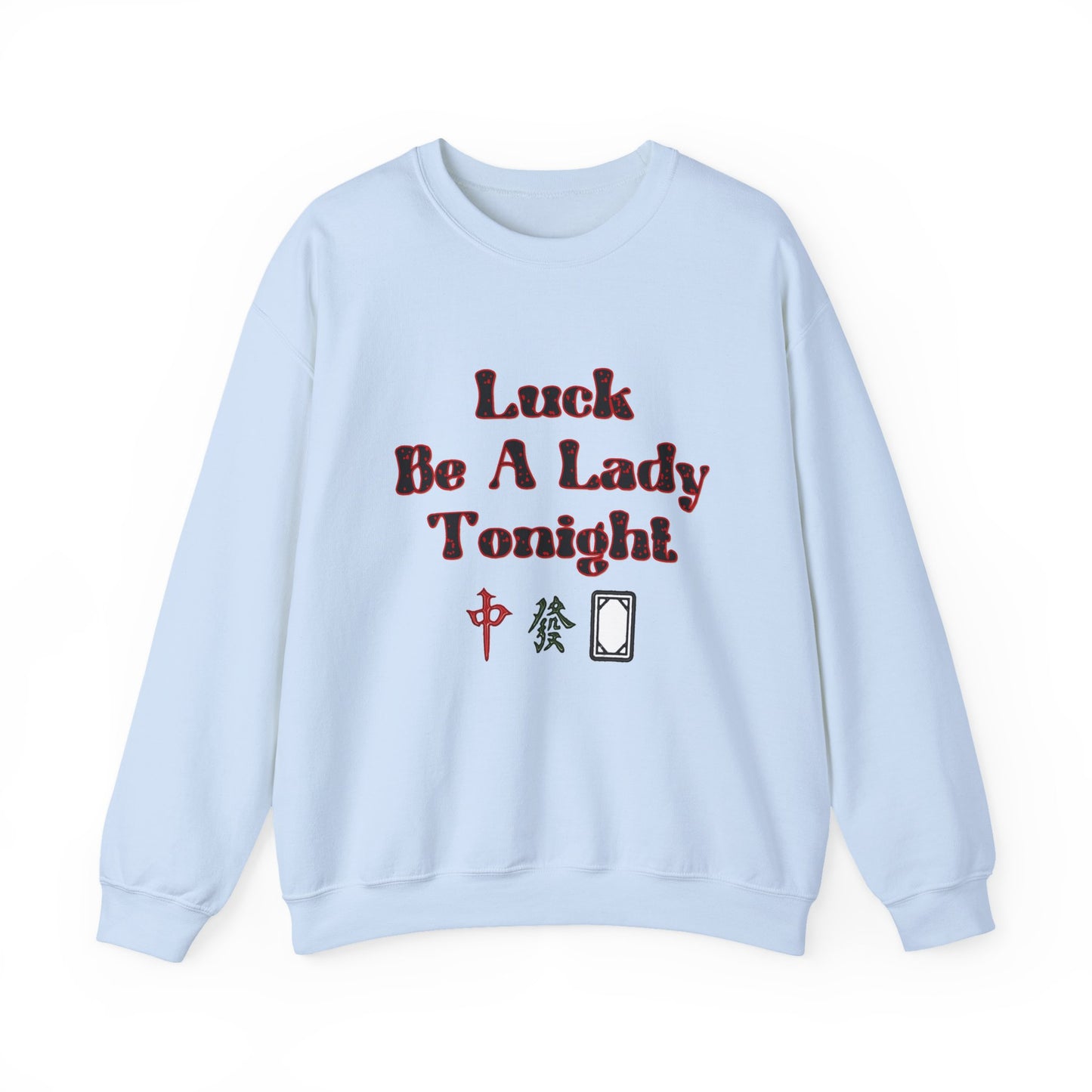 Boho Mahjong Inspired Unisex Sweatshirt, Gambler Metaphor Crewneck Jumper, Luck Be a Lady Pullover, Gift for Gamers, Vintage Style Sweater