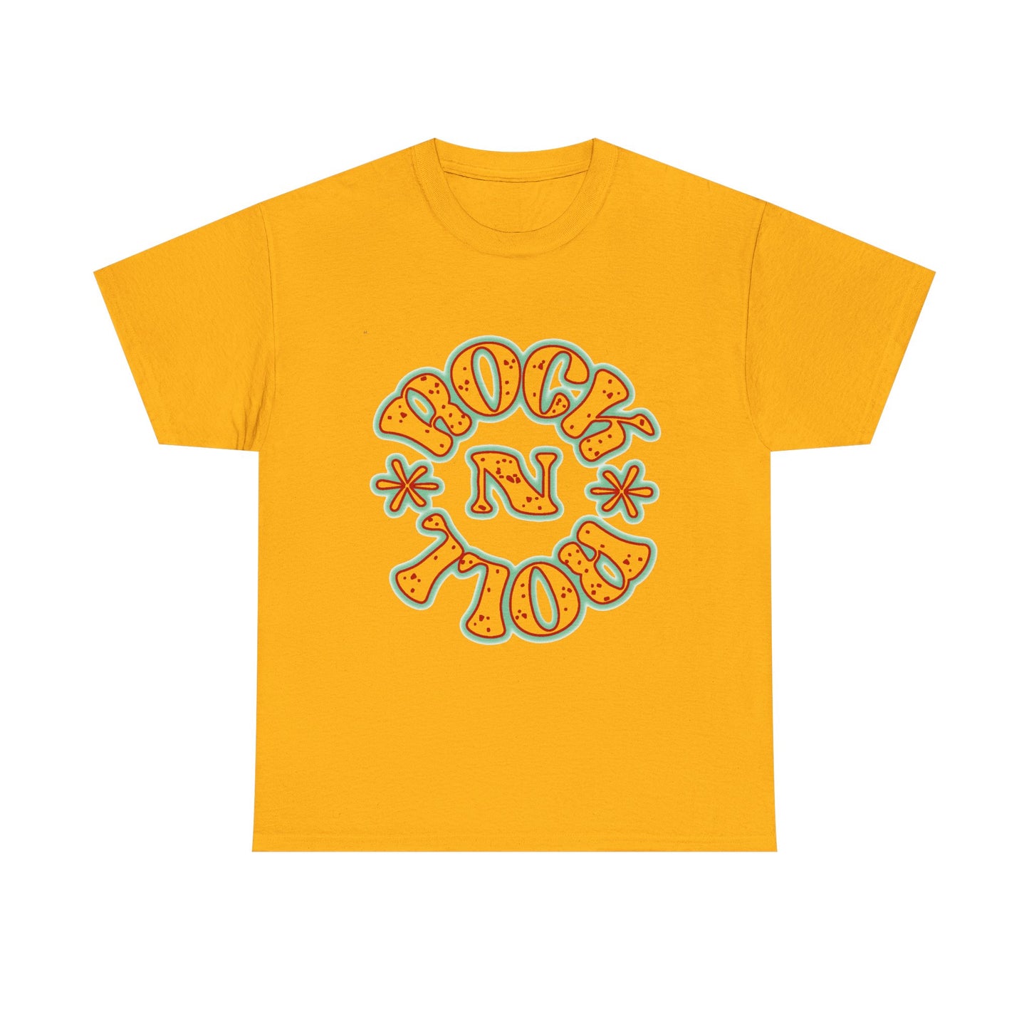 Music Nostalgia Rock N Roll Unisex Cotton Tee, Colorful Boho and Hippie Style Top, Artistic Typographic Design
