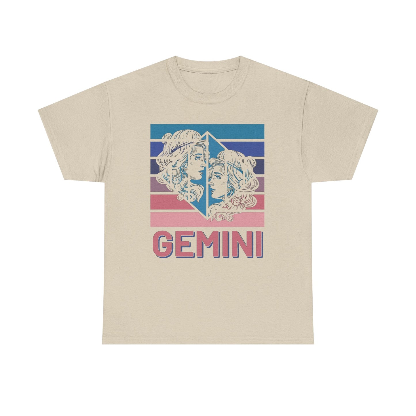 Gemini Zodiac Tee, Unisex Heavy Cotton Shirt for Astrology Lovers, Birthday Gift, Vintage Design, Retro Horoscope Style, Star Sign Apparel