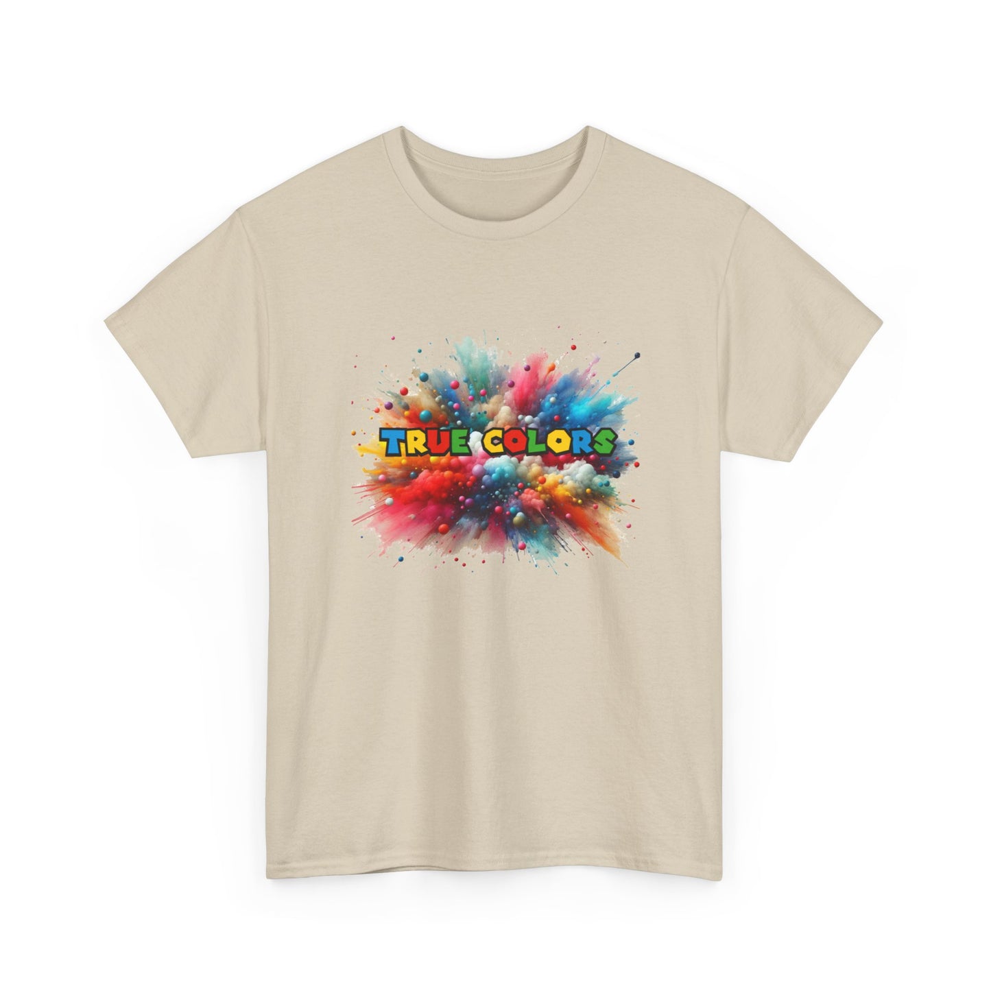 Music Nostalgia True Colors Unisex Cotton Tee, Colorful Boho and Hippie Style Top, Artistic Typographic Design T-shirt