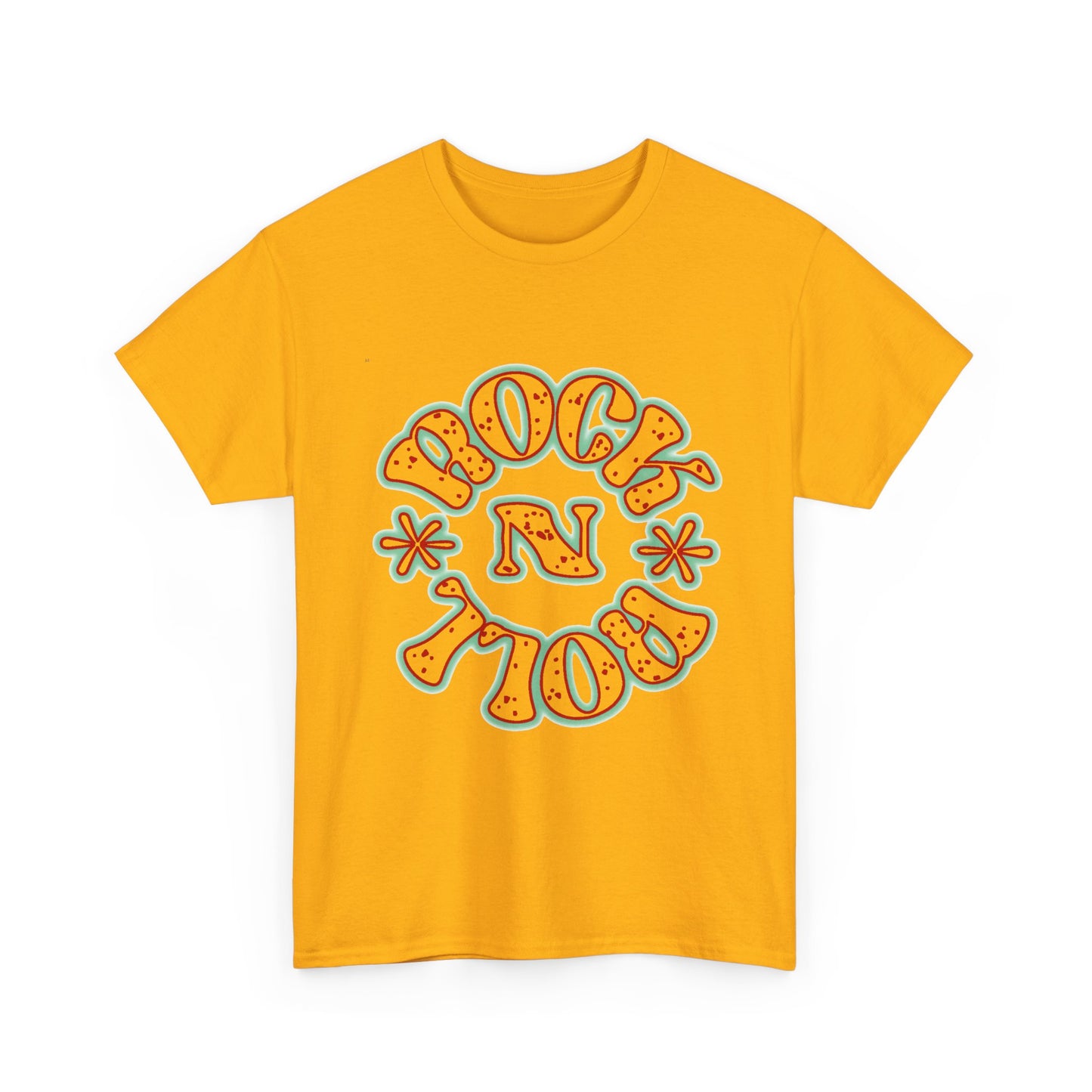 Music Nostalgia Rock N Roll Unisex Cotton Tee, Colorful Boho and Hippie Style Top, Artistic Typographic Design
