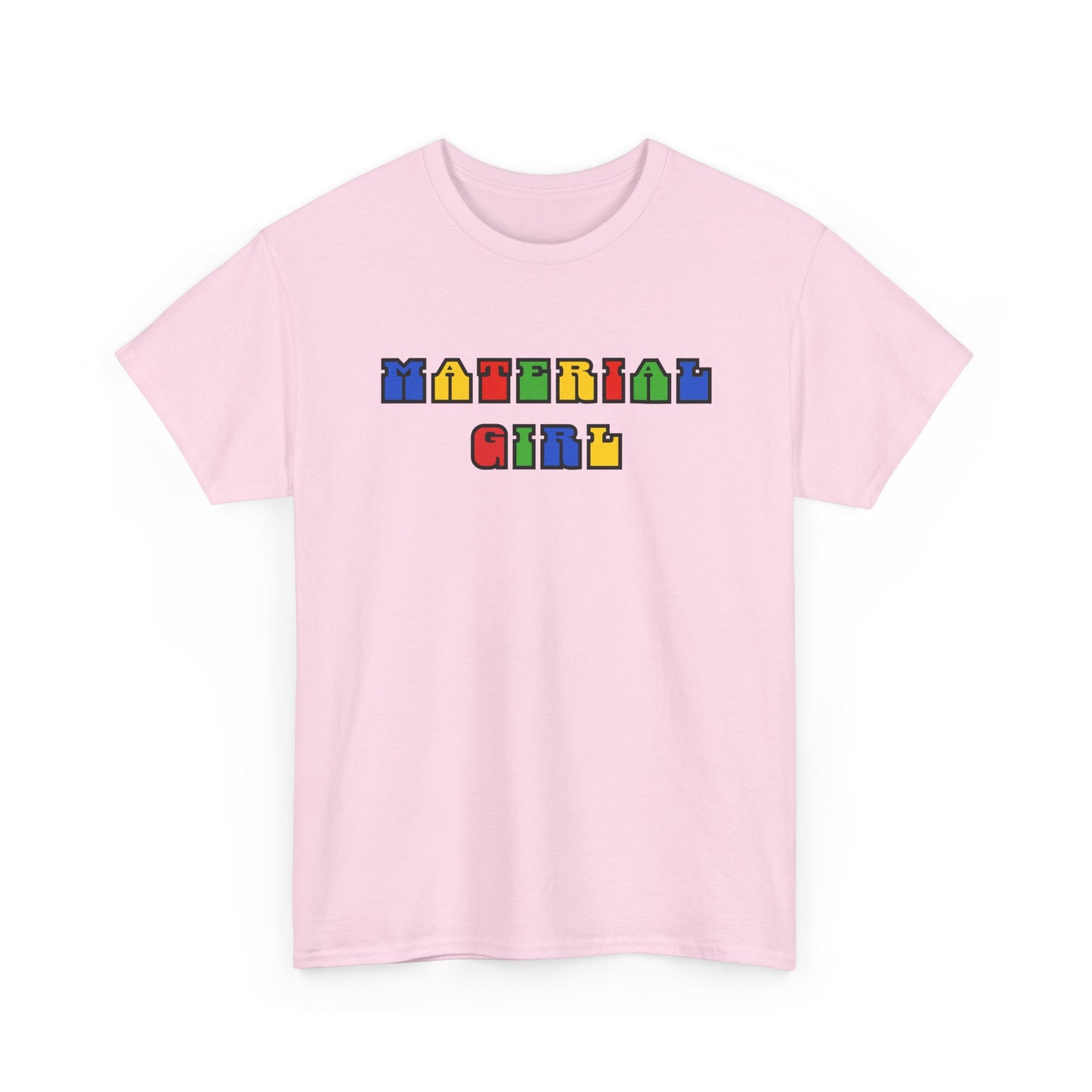 Colorful Typography, Material Girl Unisex cotton Tee, Trendy Shirt, Birthday Gift, Retro 90s Vibe Tee, Everyday Wear, Music Lover Apparel