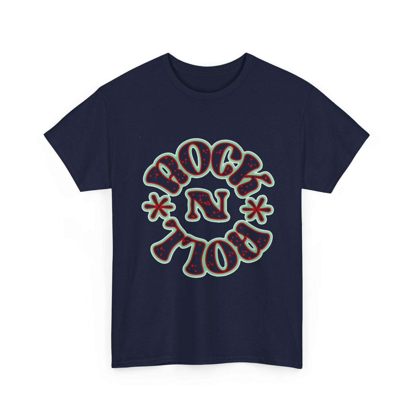 Music Nostalgia Rock N Roll Unisex Cotton Tee, Colorful Boho and Hippie Style Top, Artistic Typographic Design