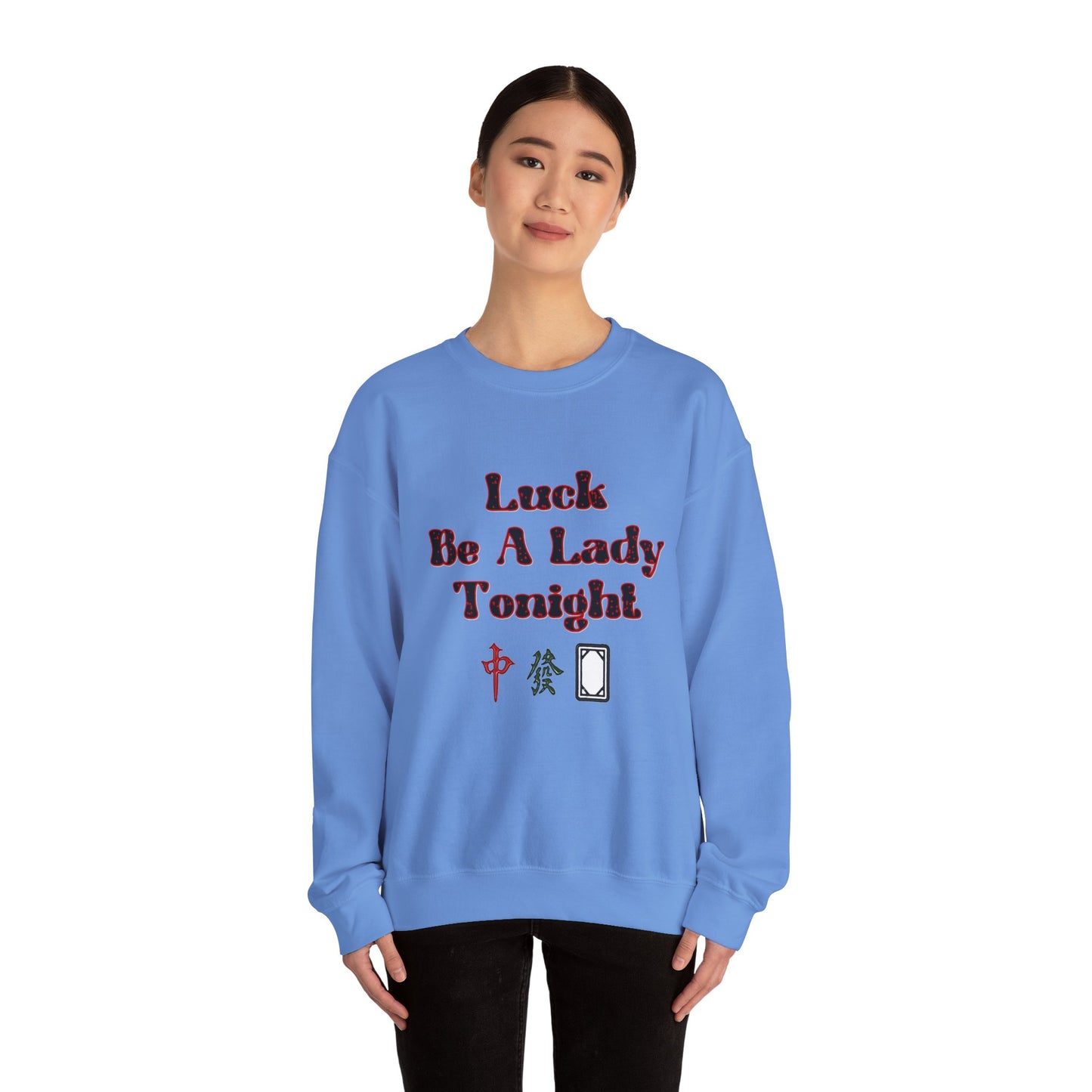 Boho Mahjong Inspired Unisex Sweatshirt, Gambler Metaphor Crewneck Jumper, Luck Be a Lady Pullover, Gift for Gamers, Vintage Style Sweater