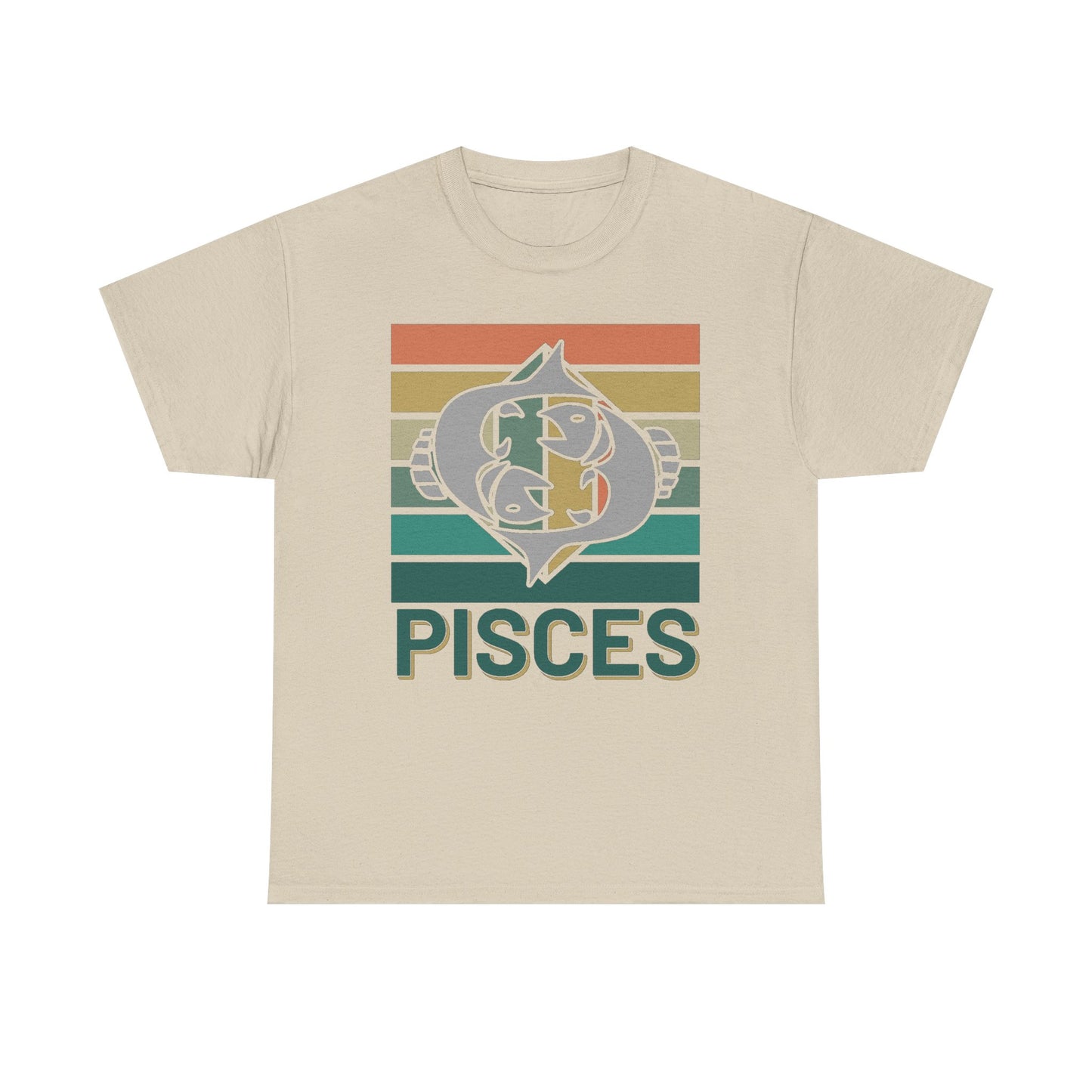 Pisces Tee, Retro Vintage Unisex T-shirt, Astrology Sign Shirt, Zodiac Design Top, Heavy Cotton Clothing, Horoscope Gift