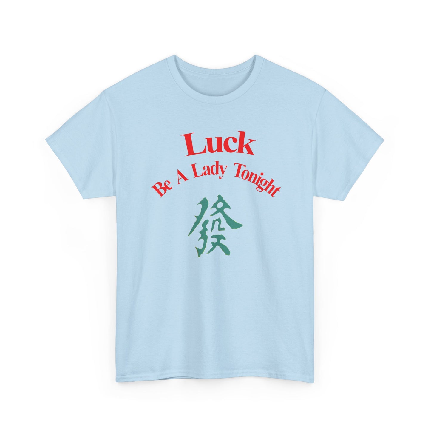 Mahjong Inspired, Luck Be A Lady Tonight Unisex Heavy Cotton Tee, Casual Wear, Green Dragon, Vintage Vibes, Festive T-Shirt, Statement Tee
