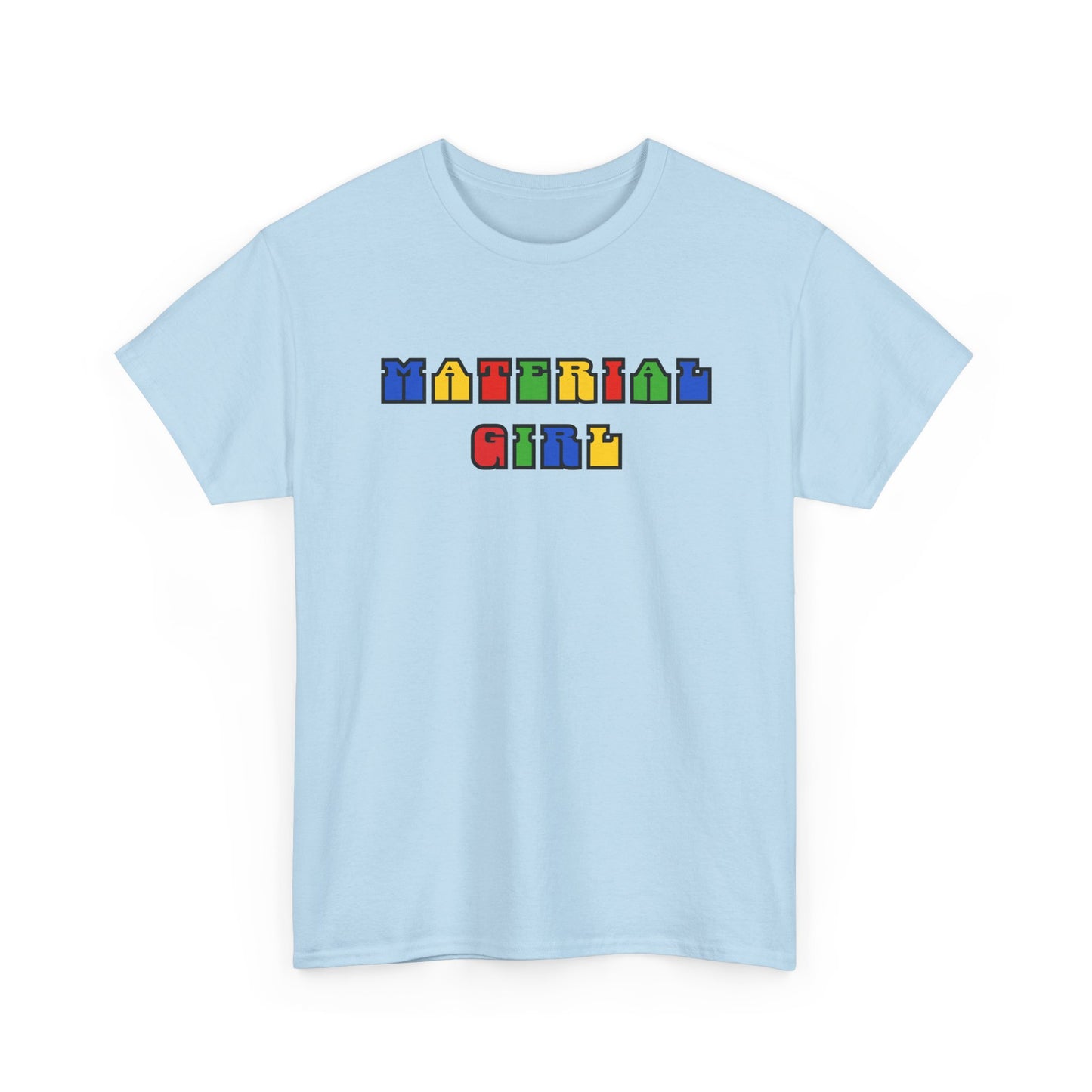 Colorful Typography, Material Girl Unisex cotton Tee, Trendy Shirt, Birthday Gift, Retro 90s Vibe Tee, Everyday Wear, Music Lover Apparel