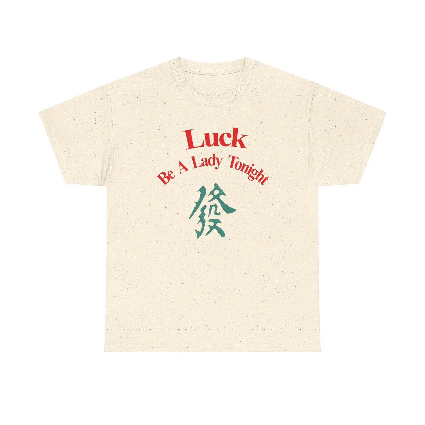 Mahjong Inspired, Luck Be A Lady Tonight Unisex Heavy Cotton Tee, Casual Wear, Green Dragon, Vintage Vibes, Festive T-Shirt, Statement Tee