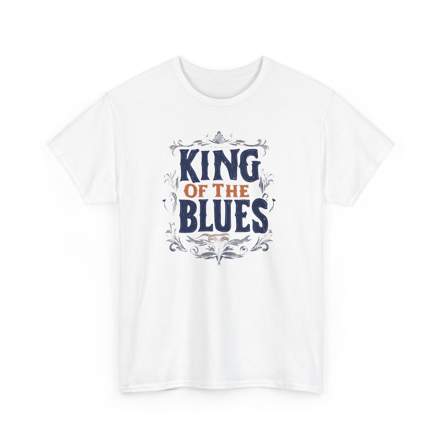 Music Nostalgia King Of The Blues Unisex Cotton Tee, Colorful Retro Style Top, Artistic Typographic Design Shirt