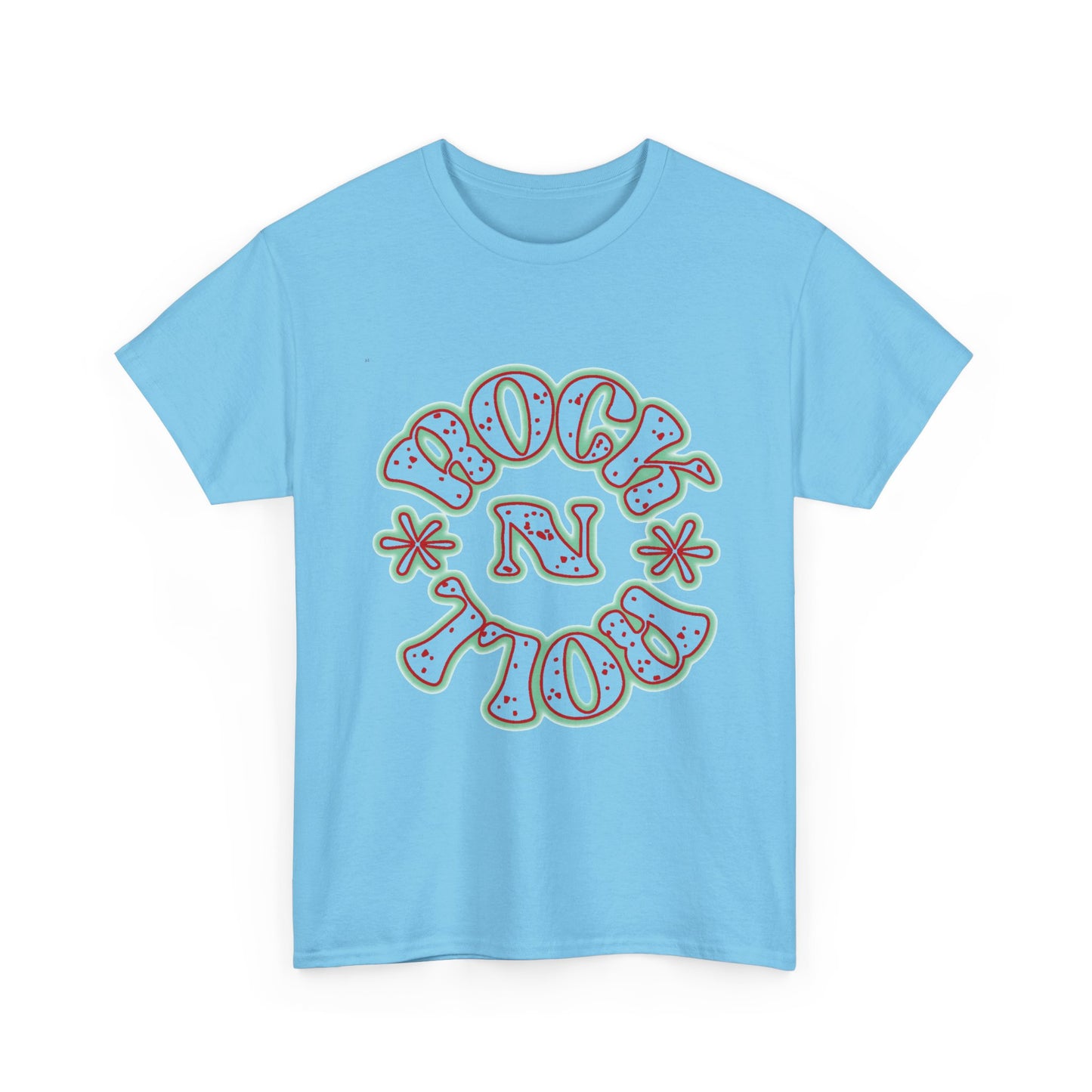 Music Nostalgia Rock N Roll Unisex Cotton Tee, Colorful Boho and Hippie Style Top, Artistic Typographic Design