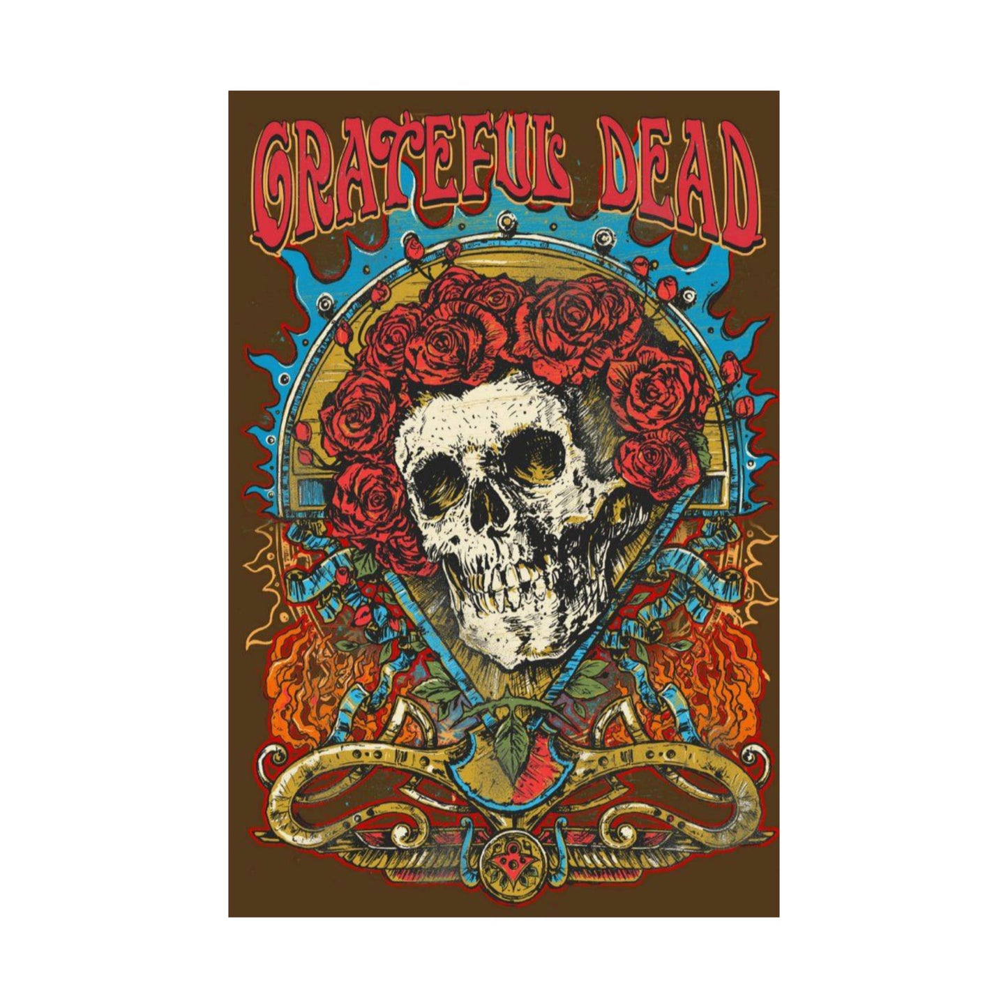 Grateful Dead Inspired Matte Posters, Skull and Roses Wall Art, Music Memorabilia, Vintage Poster, authentic Collectible
