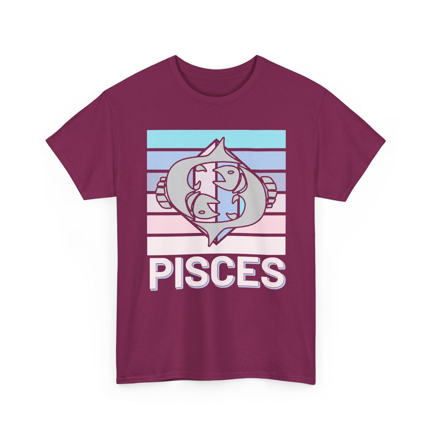 Pisces Retro Tee, Vintage Zodiac T-Shirt, Astrology Unisex Shirt, Horoscope Design, Heavy Cotton Top, Retro Pisces Shirt
