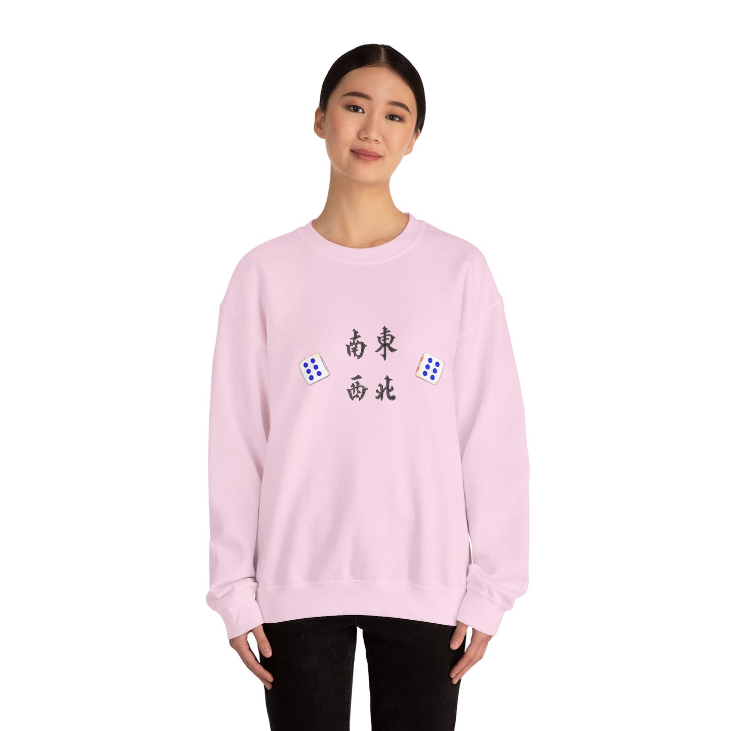 Gambler's Metaphor Mahjong Tiles Unisex Sweatshirt, Dragon Winds Dice Design, Mahjong Enthusiast Gift, Cozy Jumper, Gamer Apparel