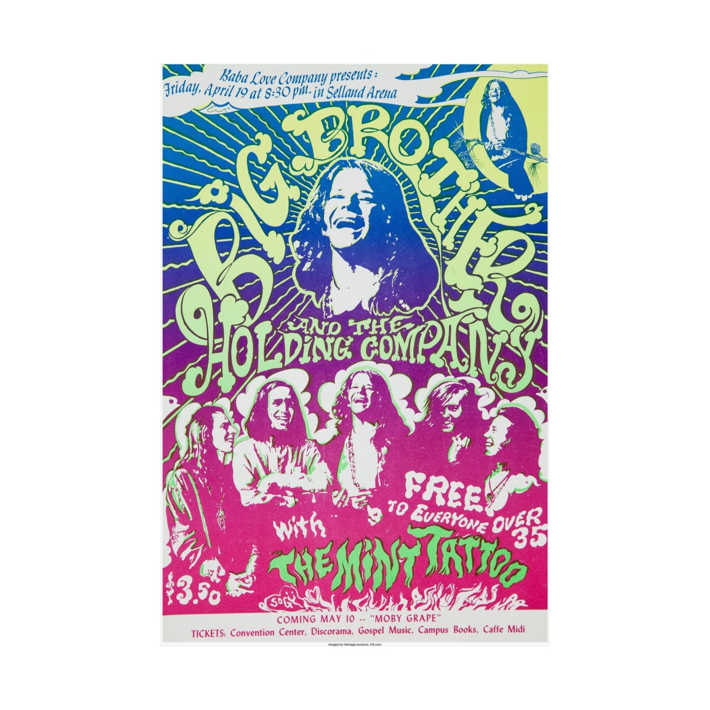 Authentic Concert Posters, Vintage 1968 Janis Joplin Fresno CA Concert Wall Art, Psychedelic, Collectors' Item